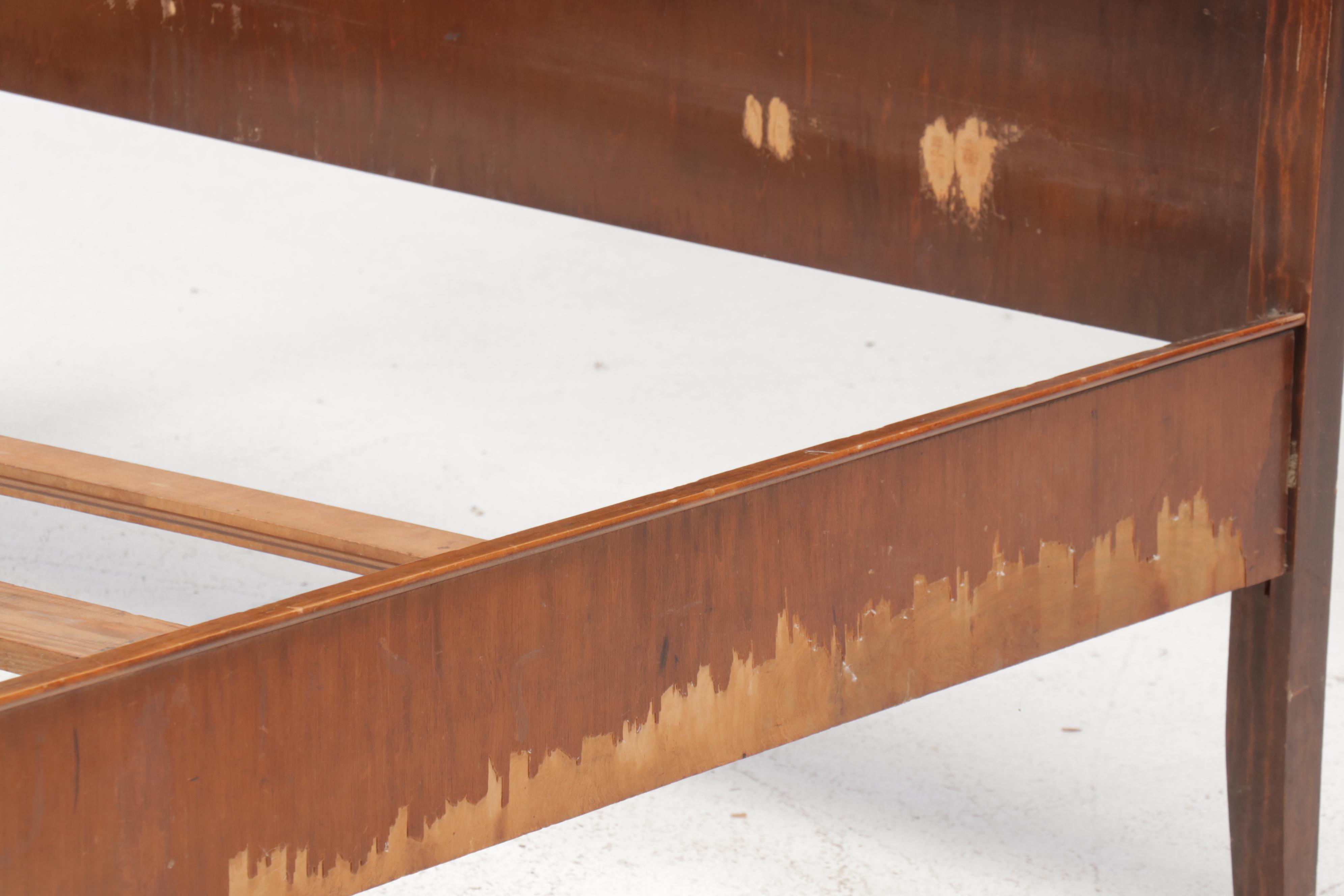 E. Kleeman Co. Jacobean Revival Style Mahogany and Waterfall Veneer Bed