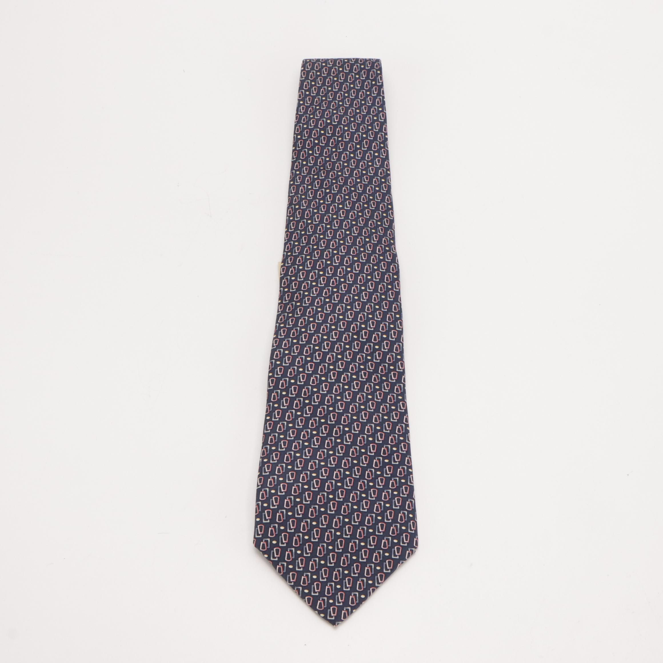 Balmain Geometric Print Silk Necktie