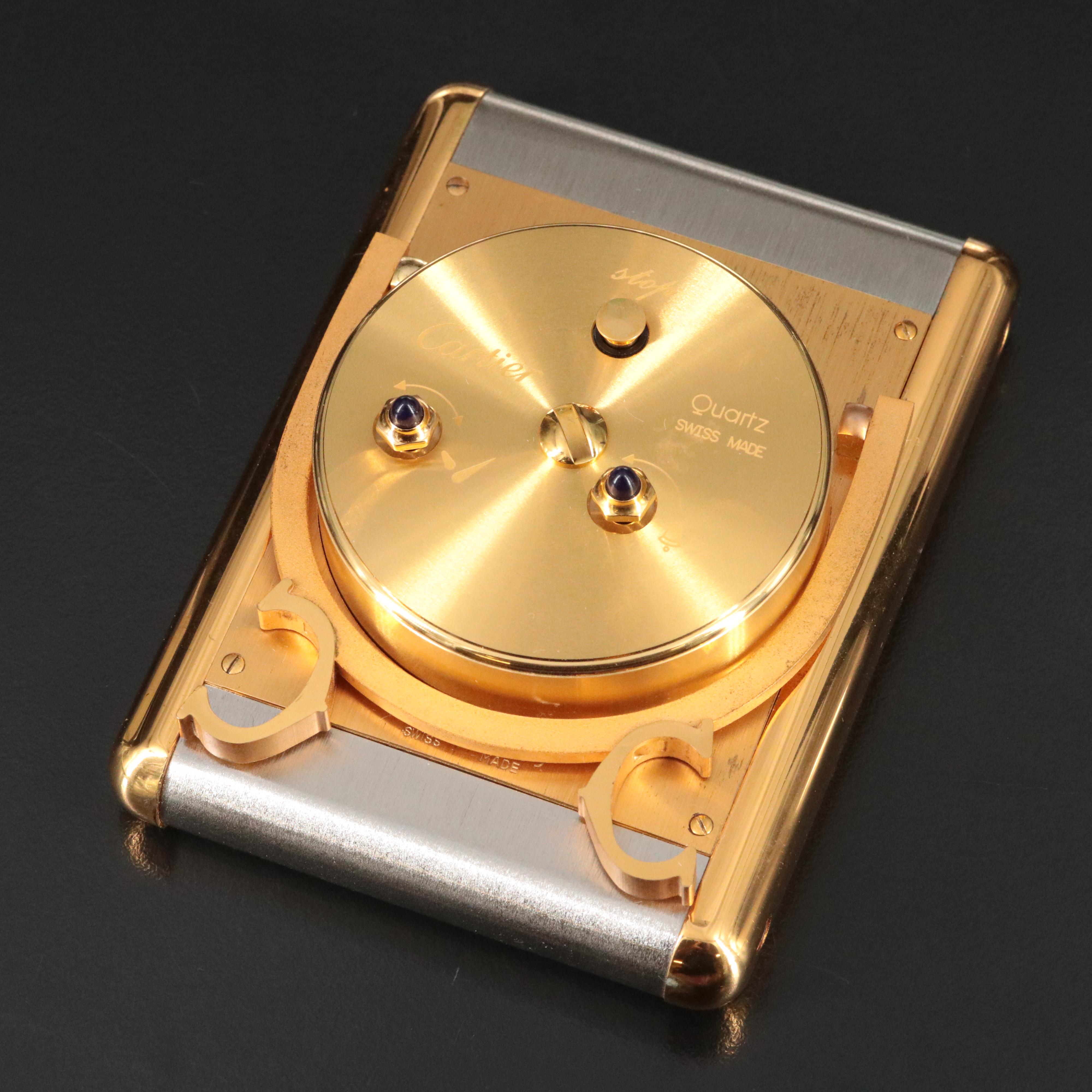 Cartier Les Must de Cartier Two-Tone Swiss Quartz Travel/Desk Alarm Clock