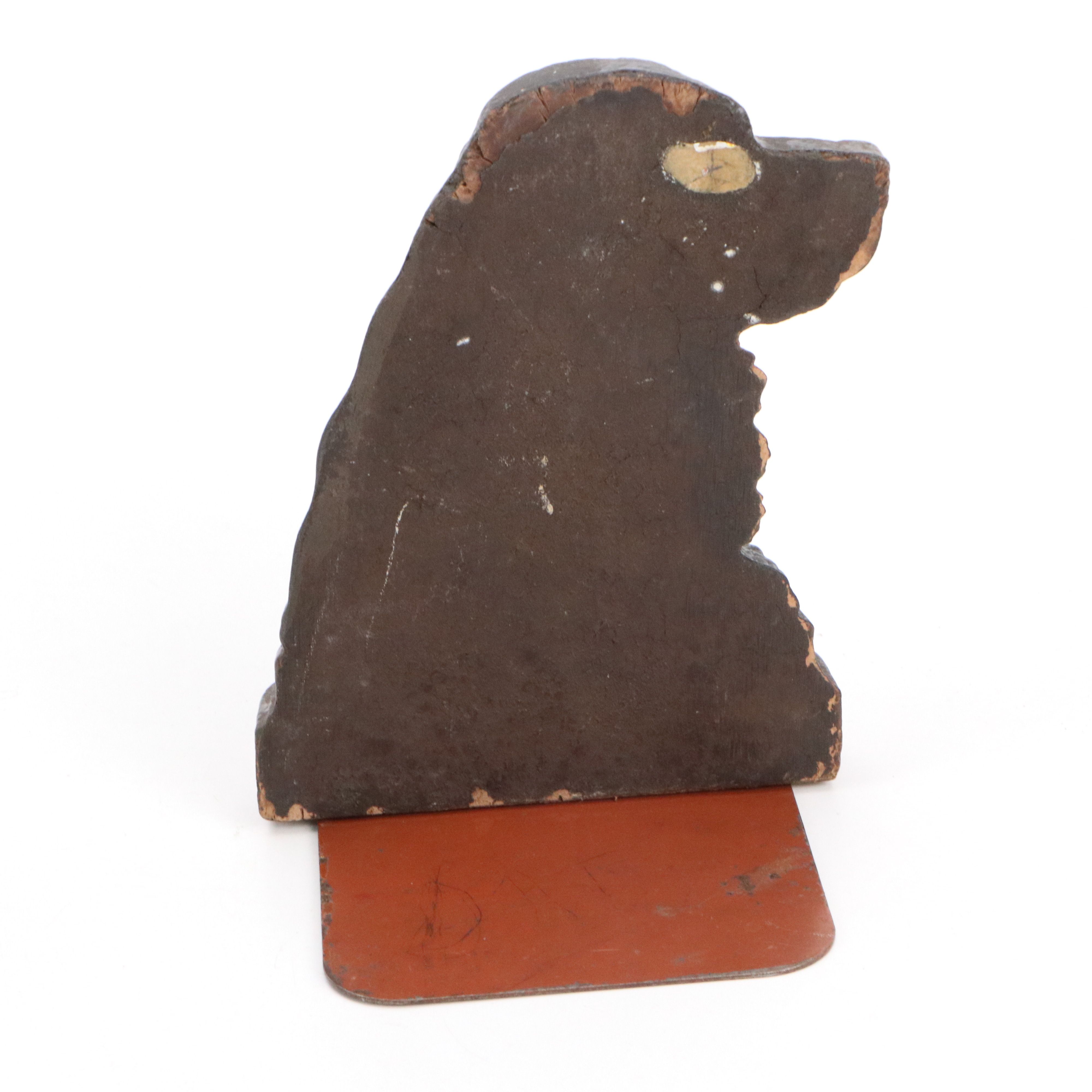 Vintage Dog Paperweights and Wood Bookend with Other Animal Figurines