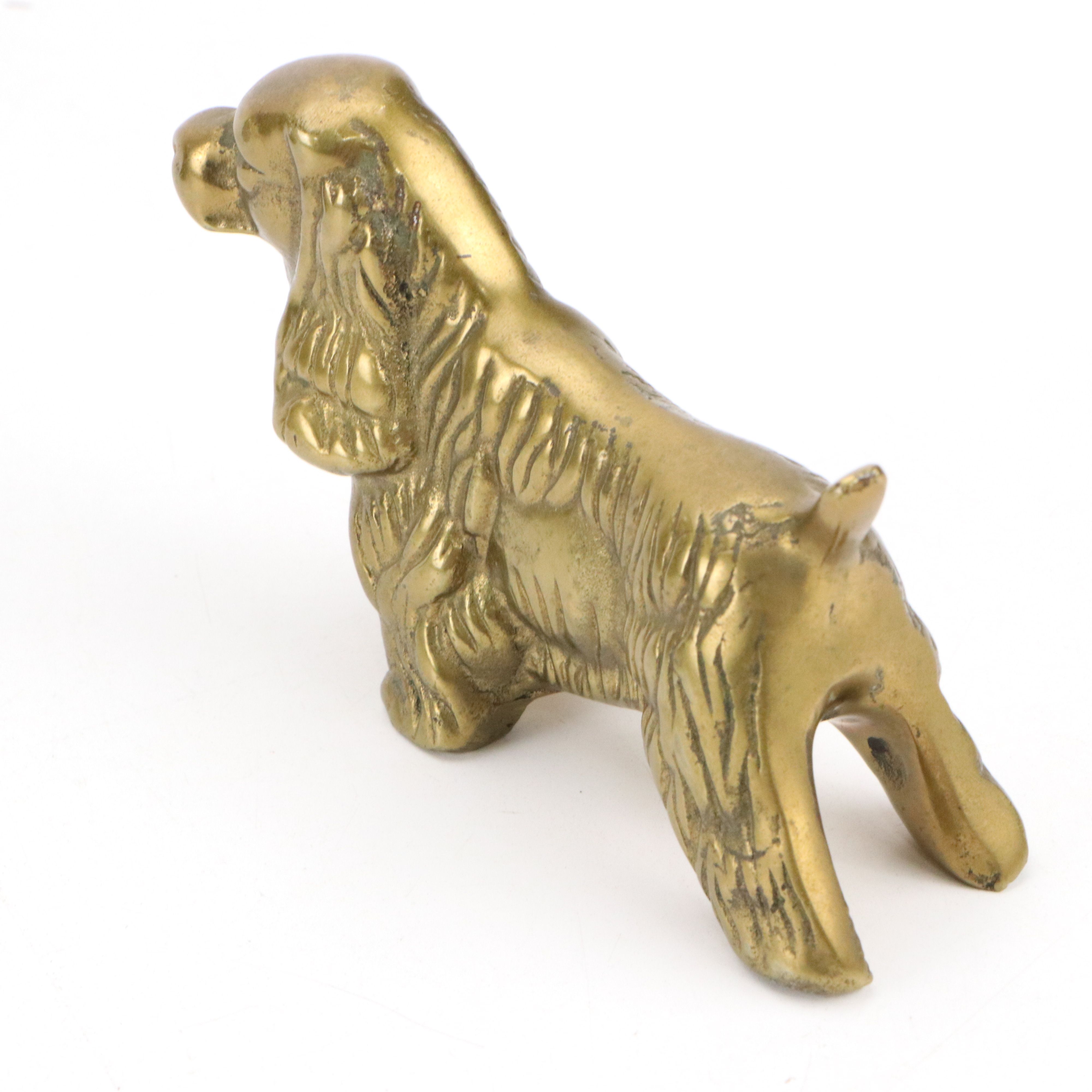 Vintage Dog Paperweights and Wood Bookend with Other Animal Figurines