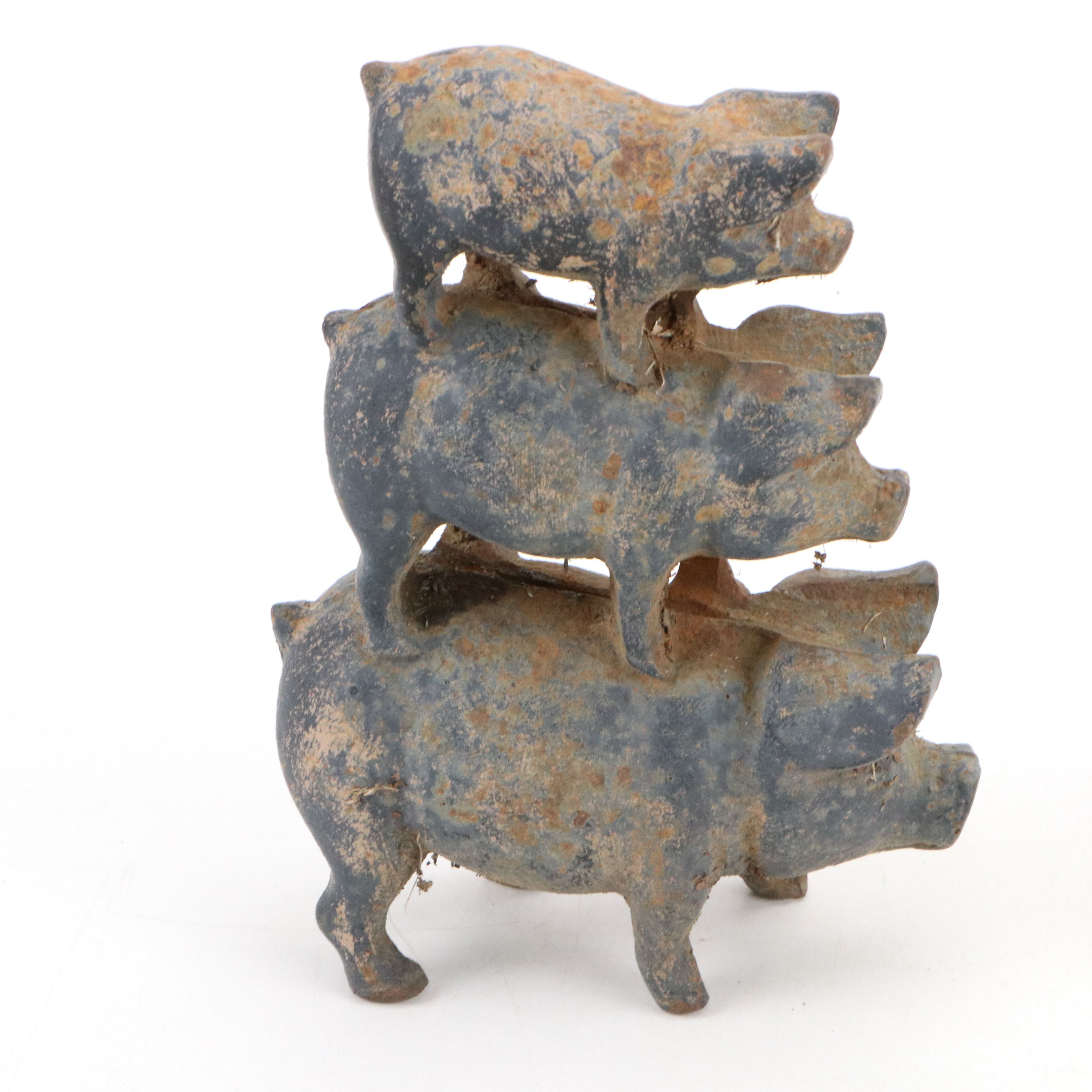 Vintage Dog Paperweights and Wood Bookend with Other Animal Figurines