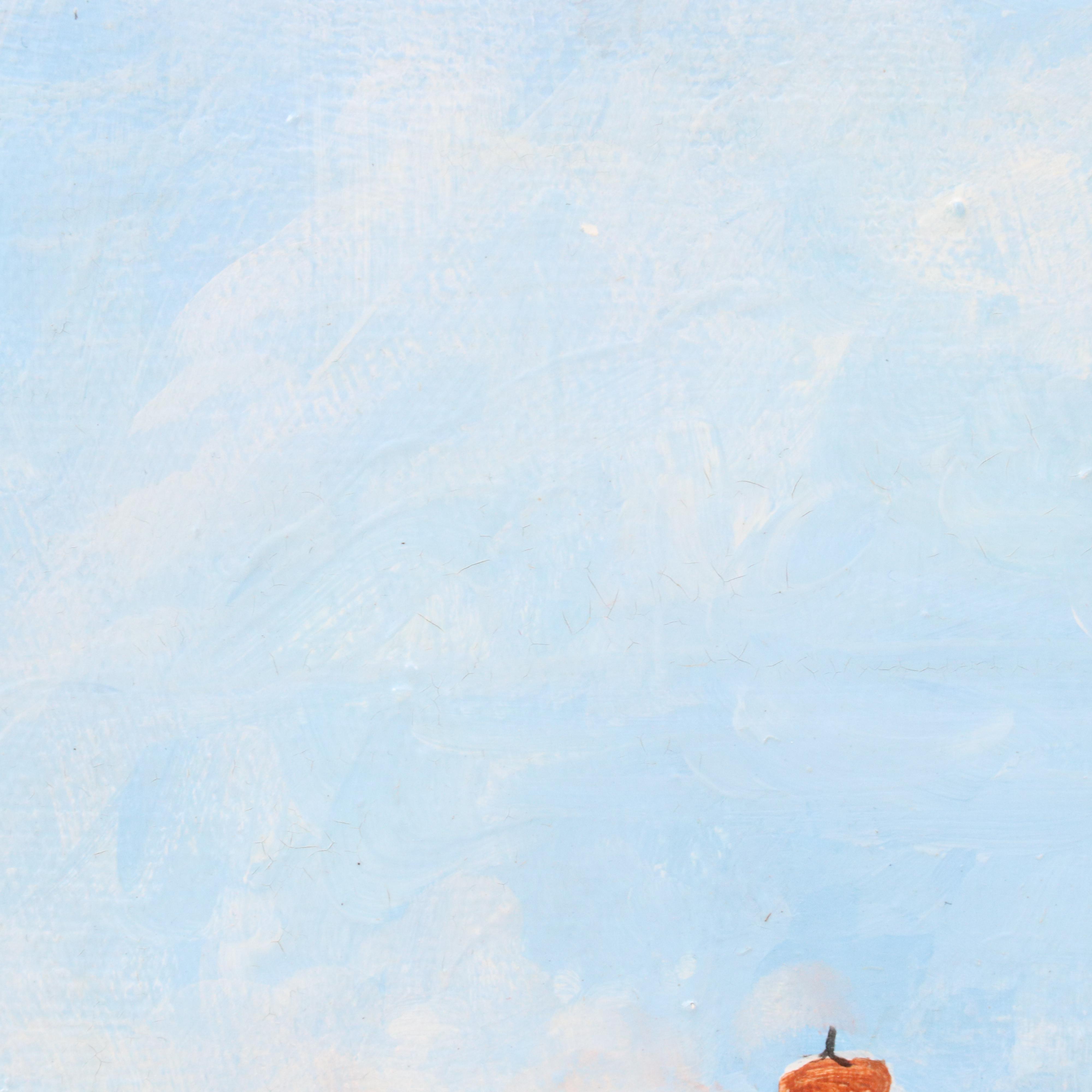 Farm Landscape Acrylic Painting, Late 20th Century