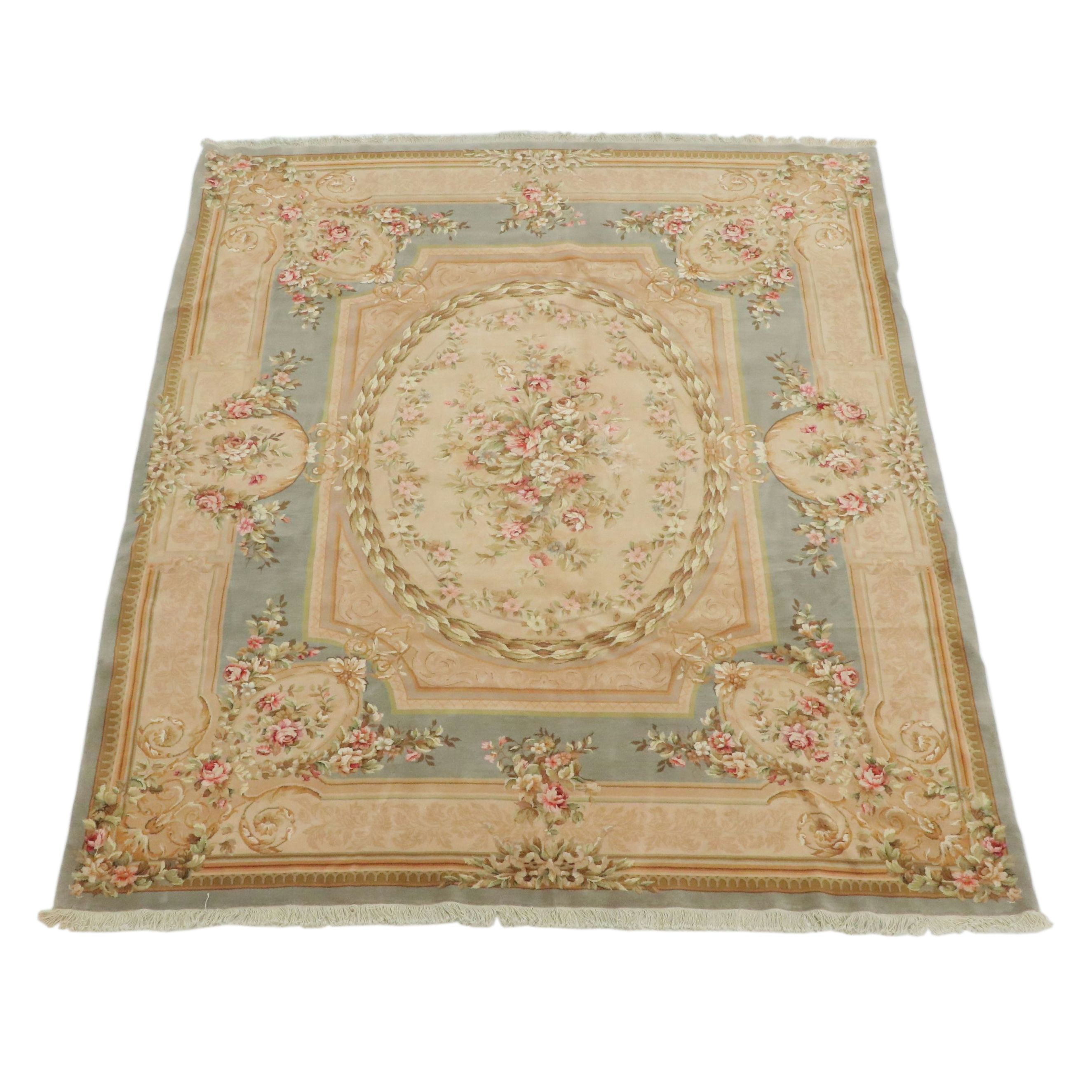 8' x 9'11 Hand-Knotted Aubusson Style Area Rug