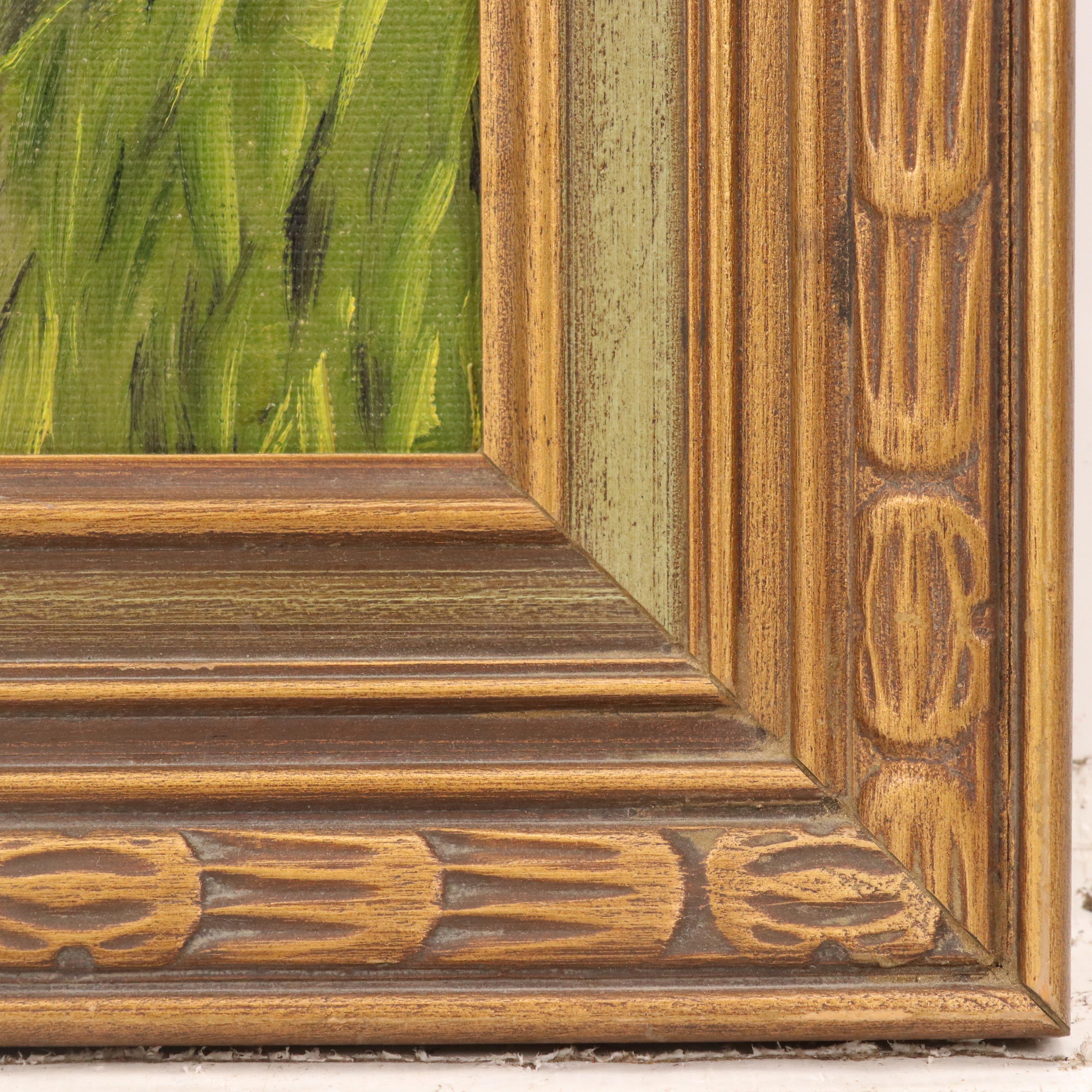 Hilarion Swift Dock Scene Oil Painting, Circa 1970