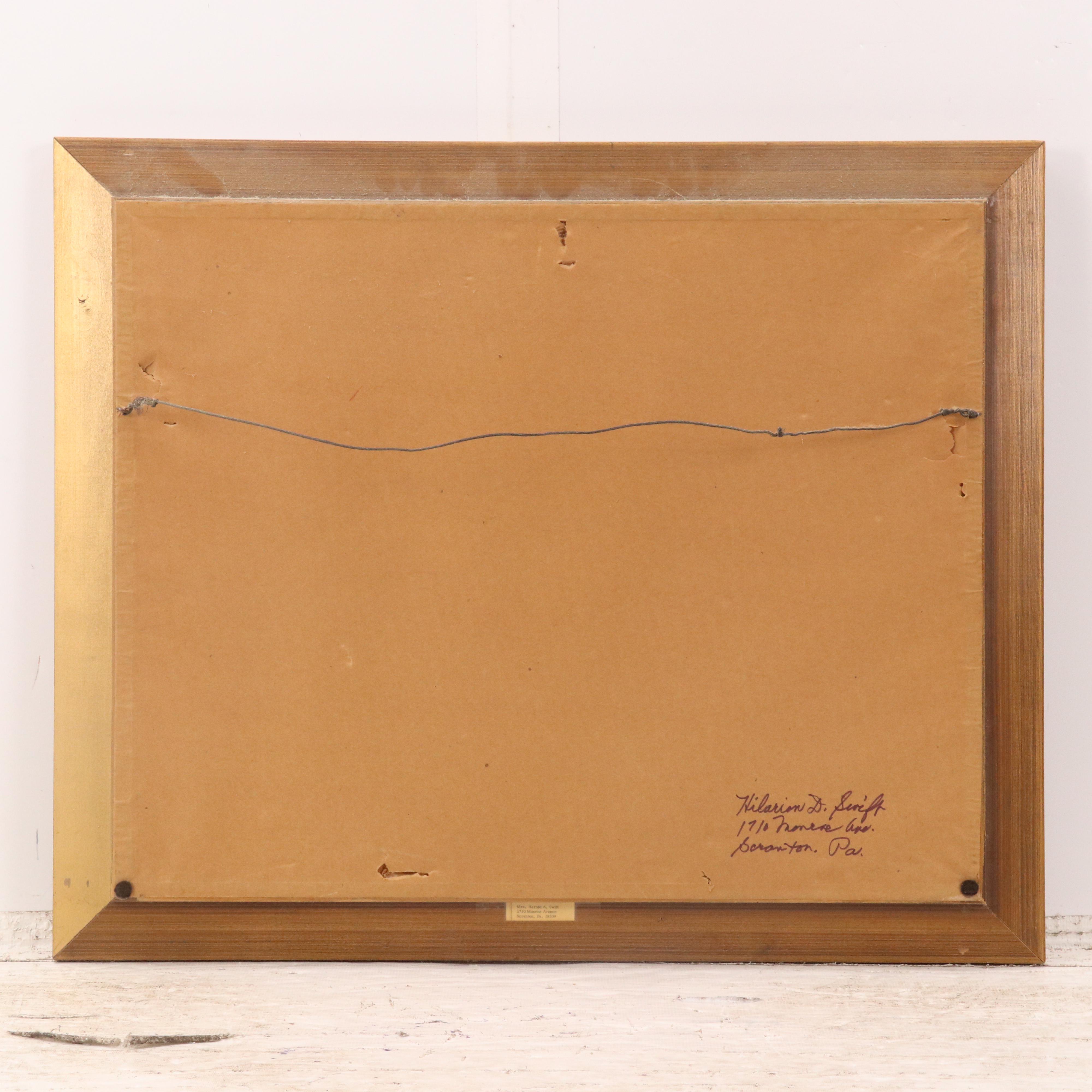 Hilarion Swift Dock Scene Oil Painting, Circa 1970