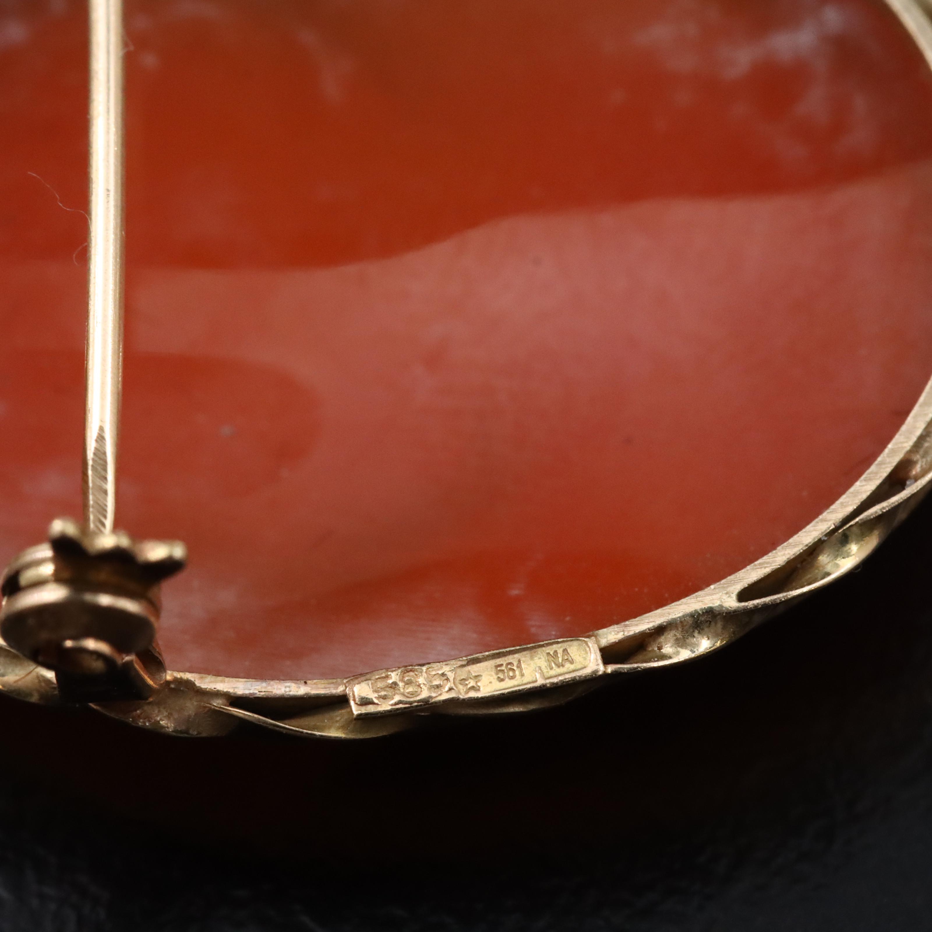 Italian 14K Shell Cameo Converter Brooch