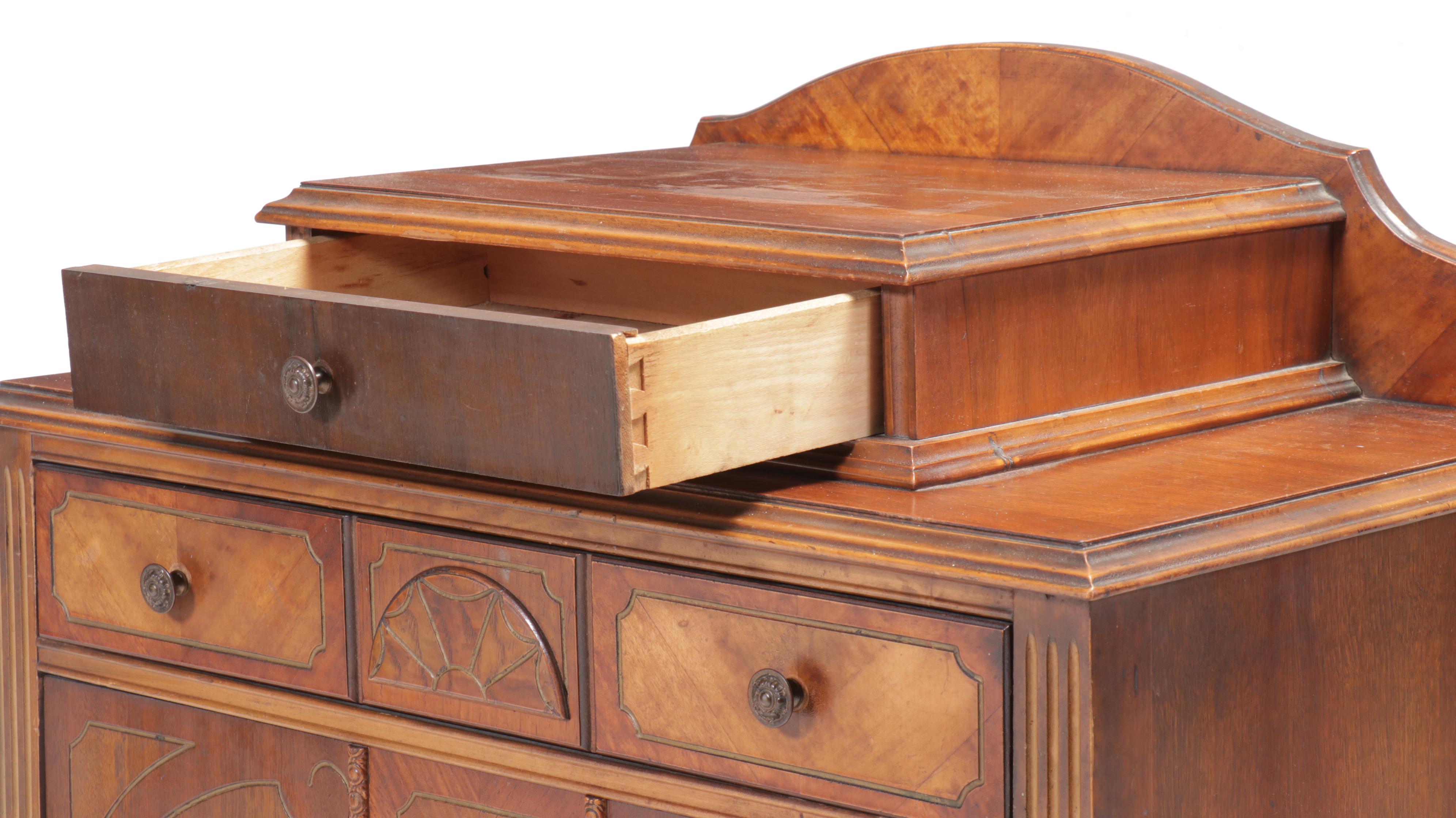 E. Kleeman Co. Jacobean Revival Style Mahogany and Waterfall Chest of Drawers