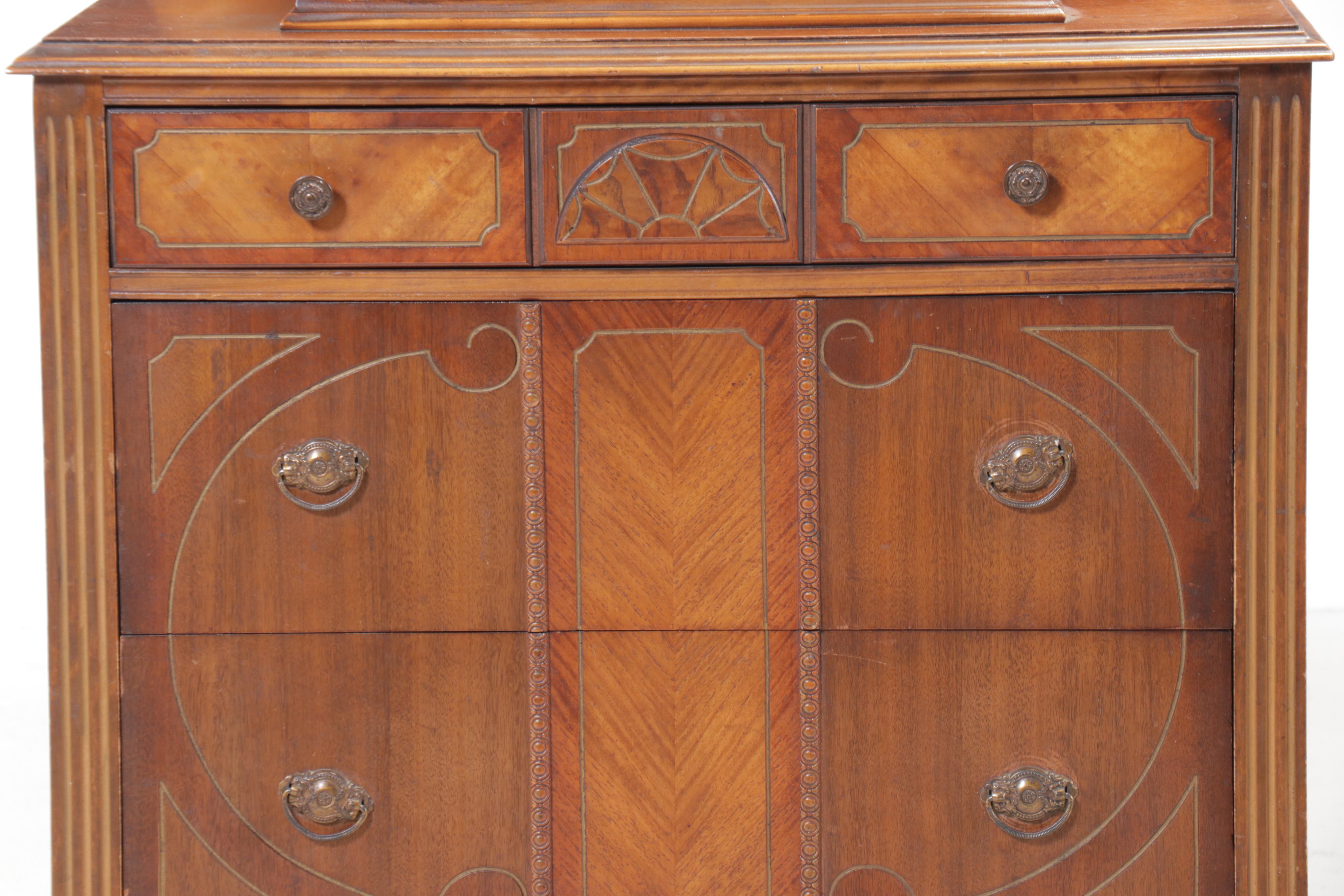 E. Kleeman Co. Jacobean Revival Style Mahogany and Waterfall Chest of Drawers