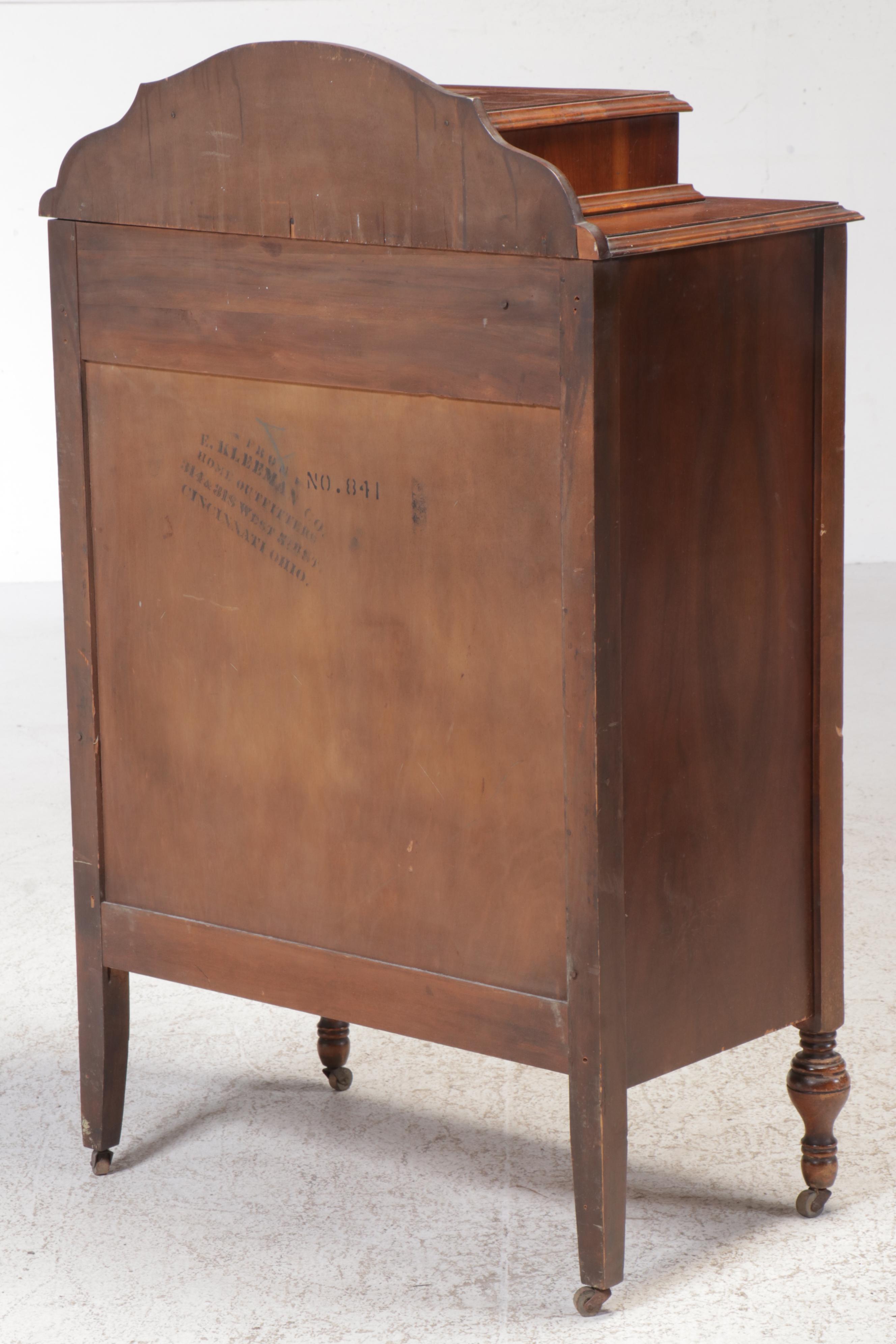 E. Kleeman Co. Jacobean Revival Style Mahogany and Waterfall Chest of Drawers