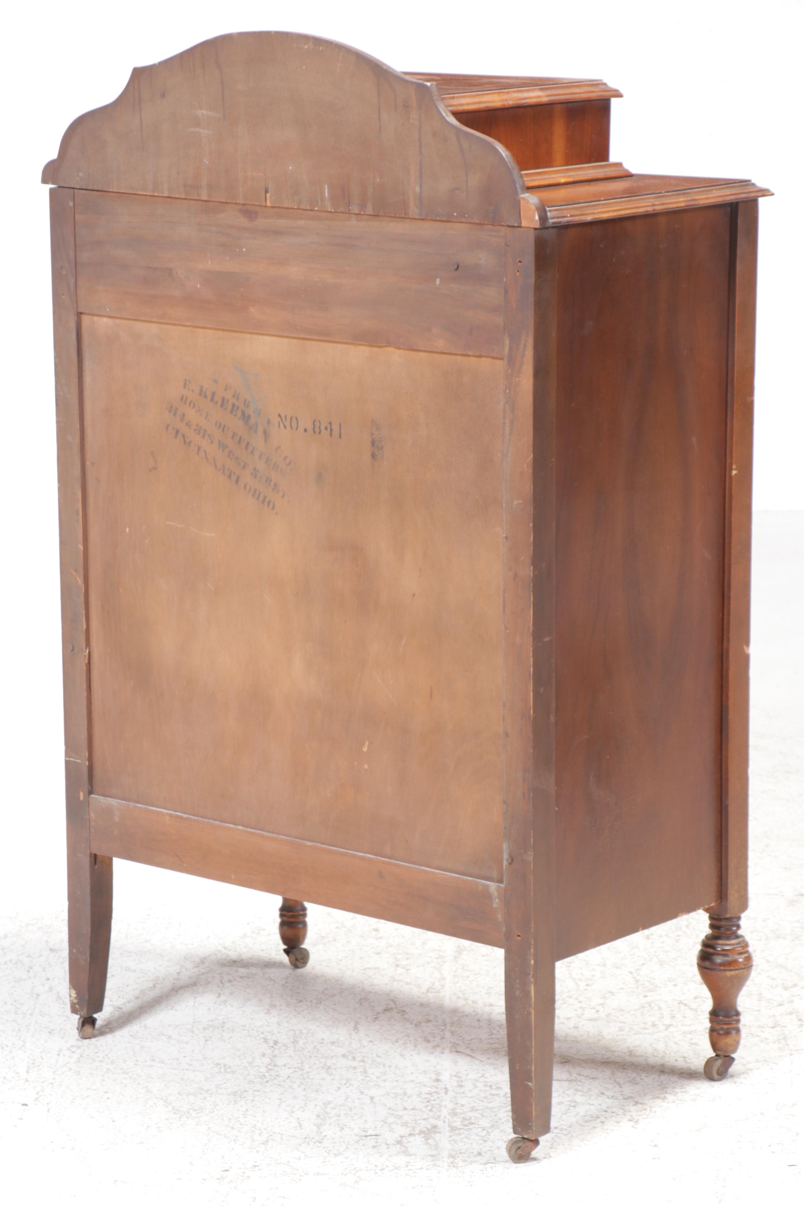 E. Kleeman Co. Jacobean Revival Style Mahogany and Waterfall Chest of Drawers