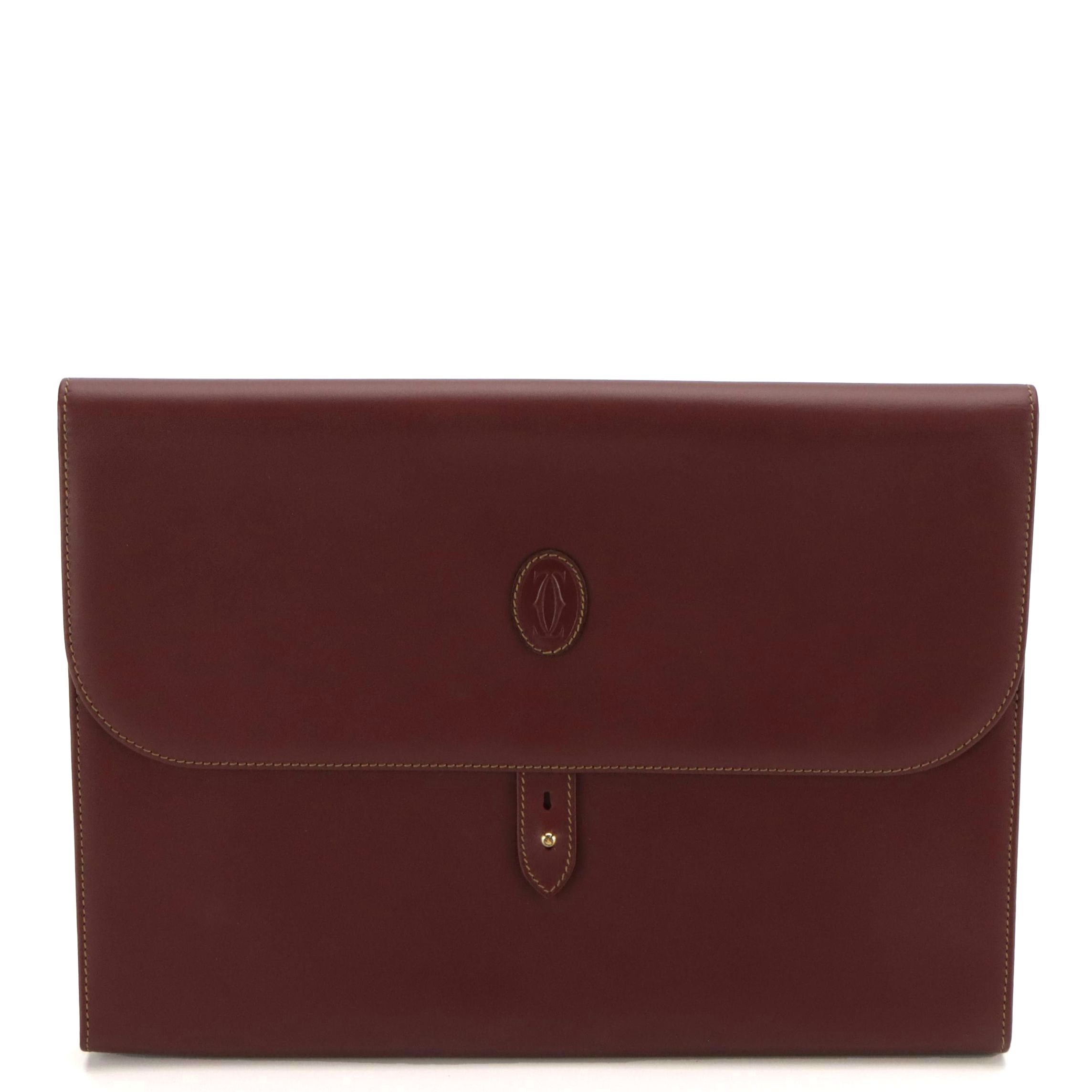 Cartier Must de Cartier Document Case in Burgundy Leather with Box