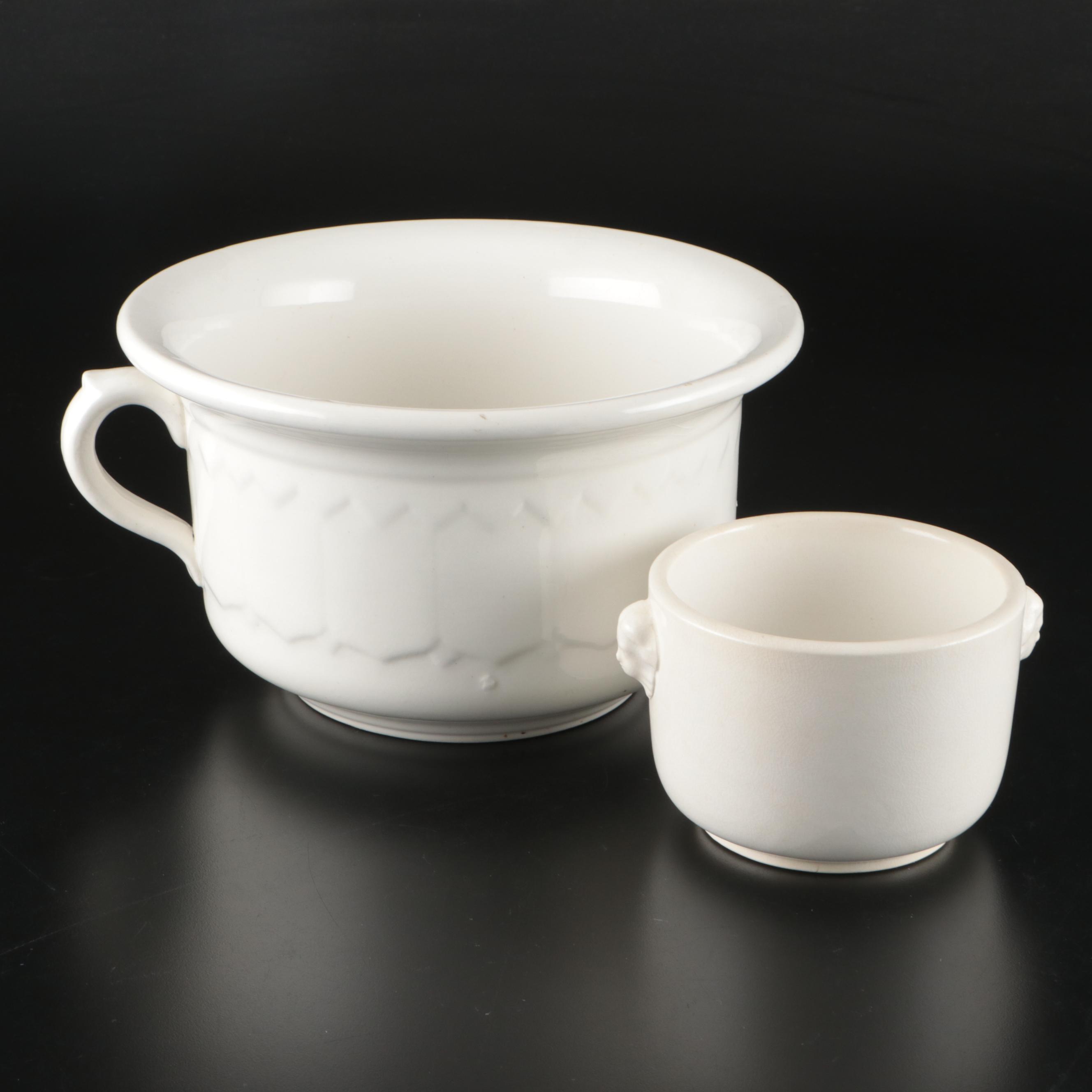 KT & K Porcelain Sugar Bowl with Ironstone China Chamber Pot