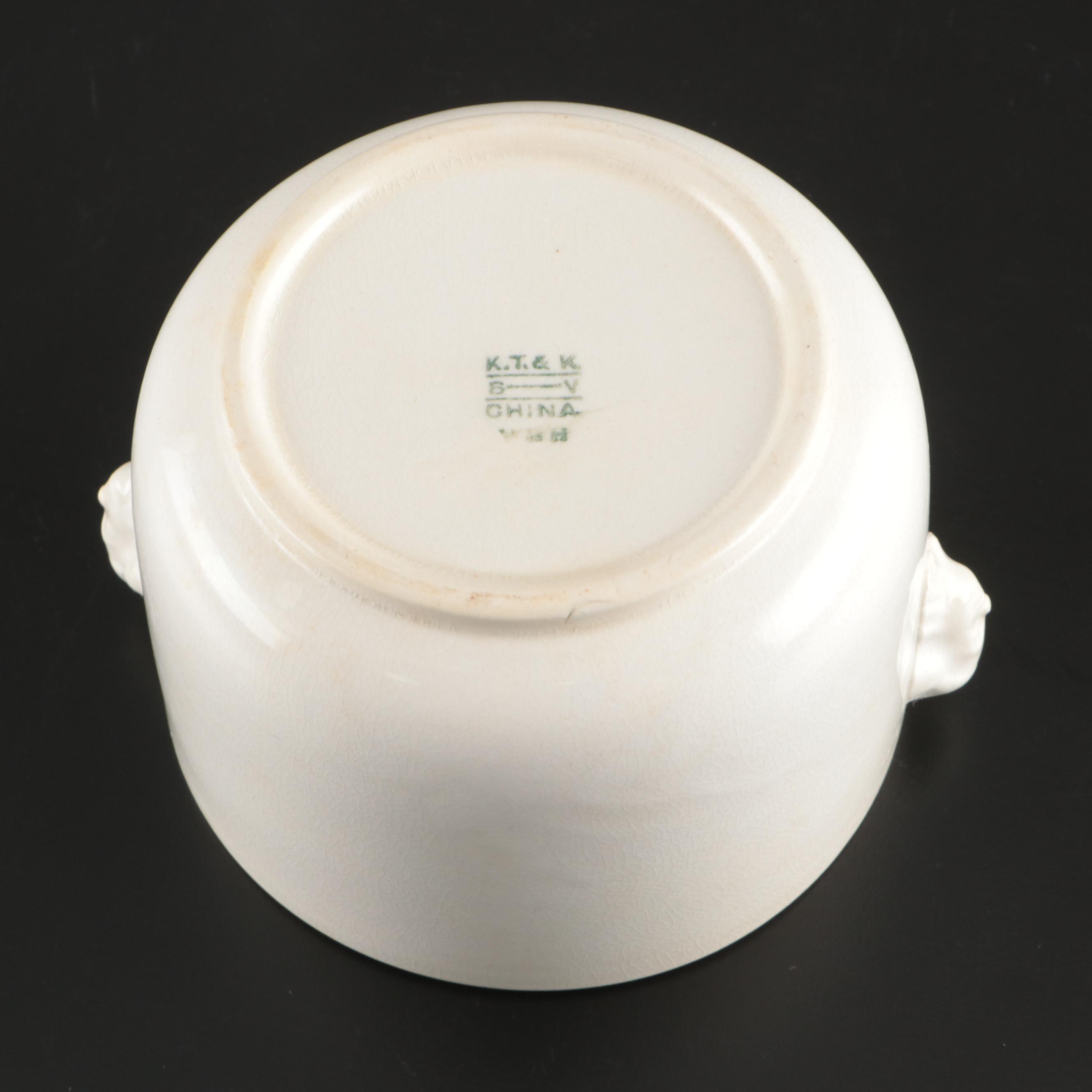 KT & K Porcelain Sugar Bowl with Ironstone China Chamber Pot