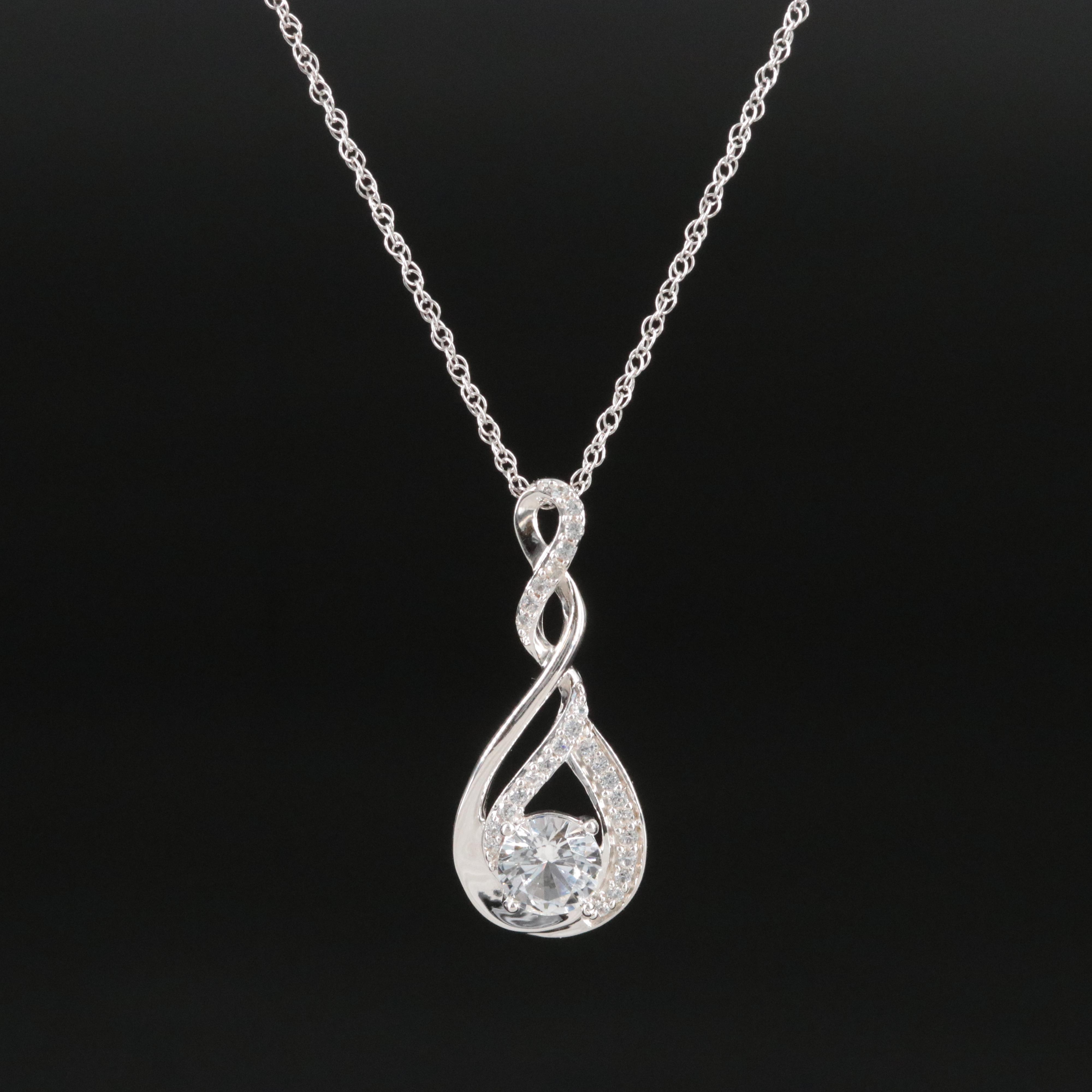 Sterling Lab Grown and White Sapphire Pendant Necklace