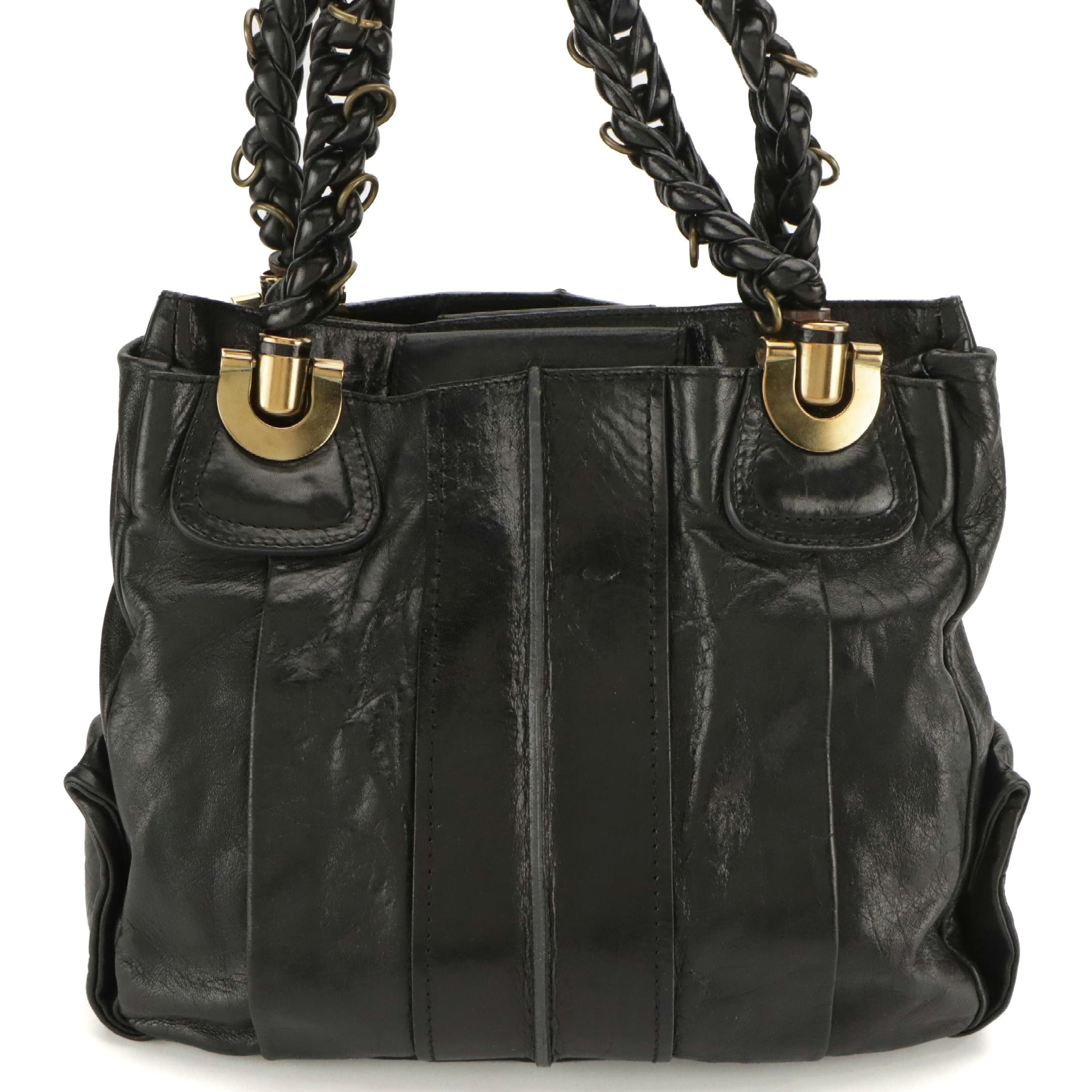 Chloé Heloise Satchel in Shiny Black Calfskin Leather