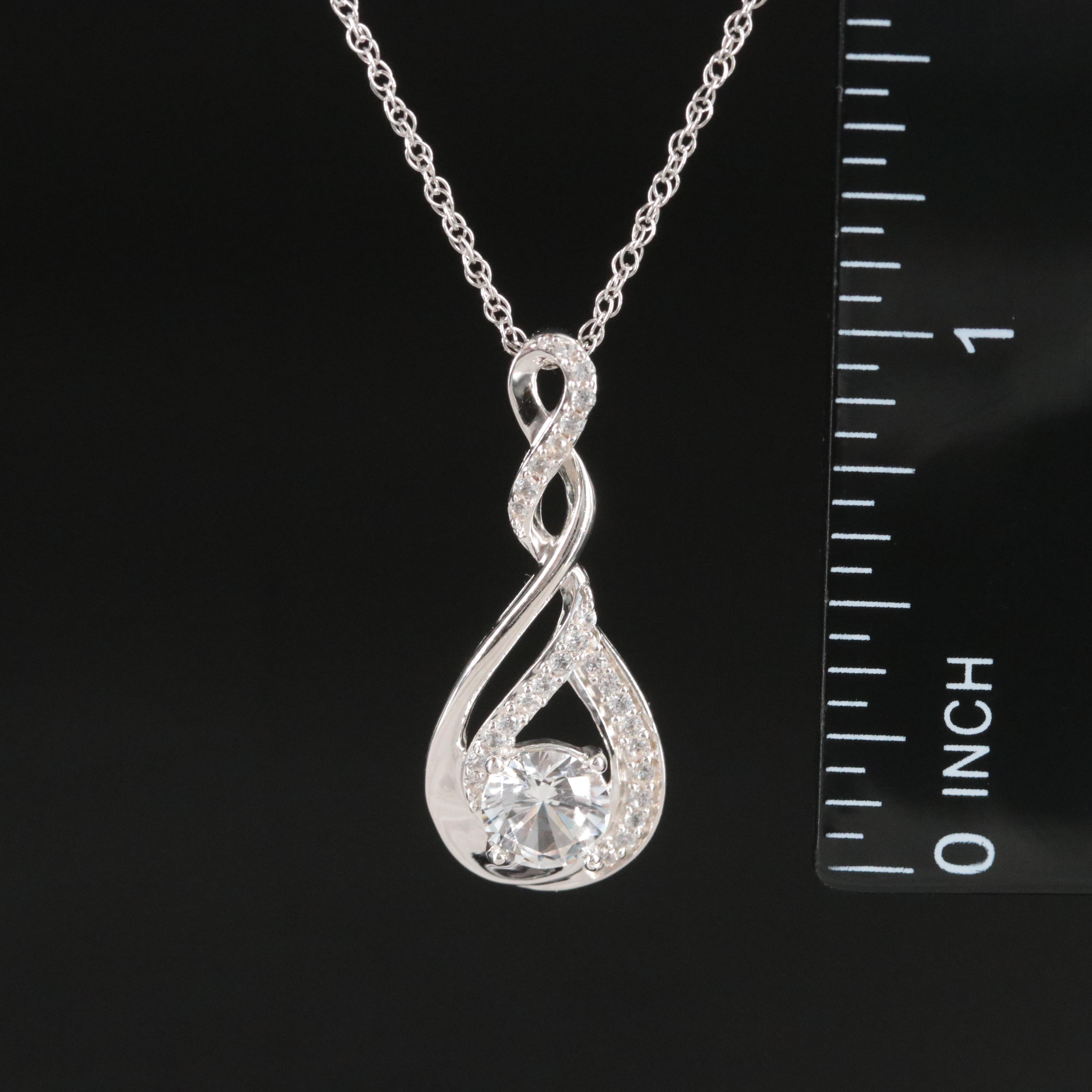 Sterling Lab Grown and White Sapphire Pendant Necklace