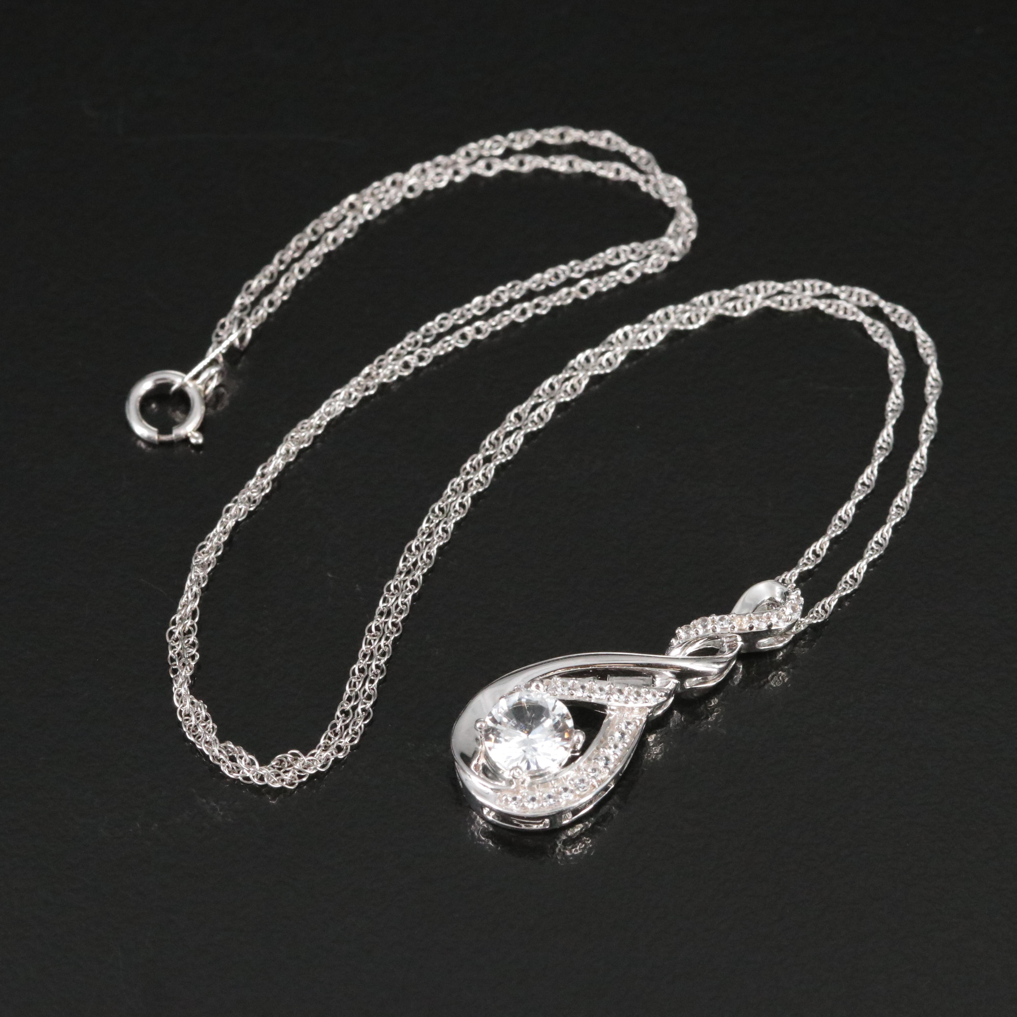 Sterling Lab Grown and White Sapphire Pendant Necklace