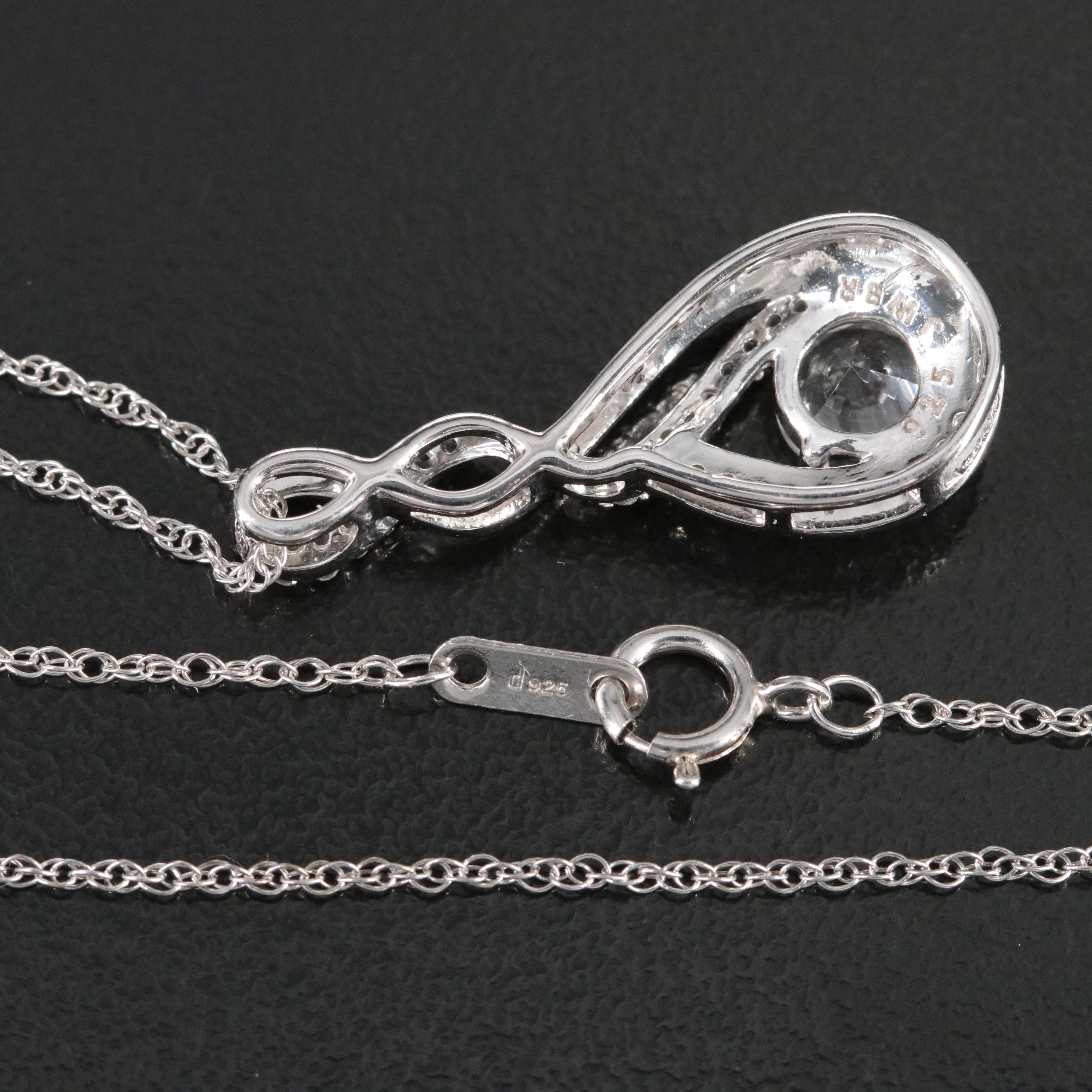 Sterling Lab Grown and White Sapphire Pendant Necklace