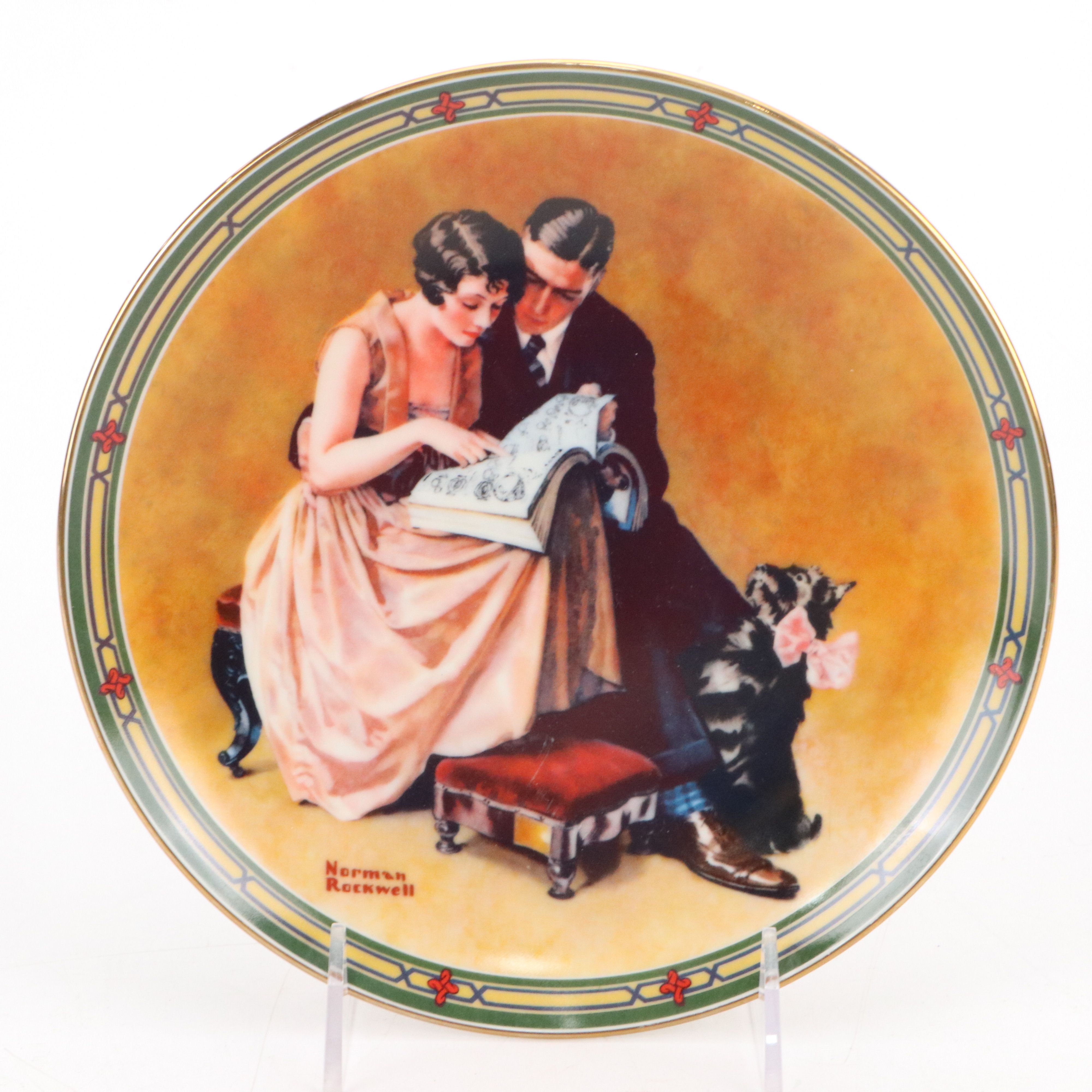 Knowles "A Couple's Commitmet" Plate with Figurines after Norman Rockwell