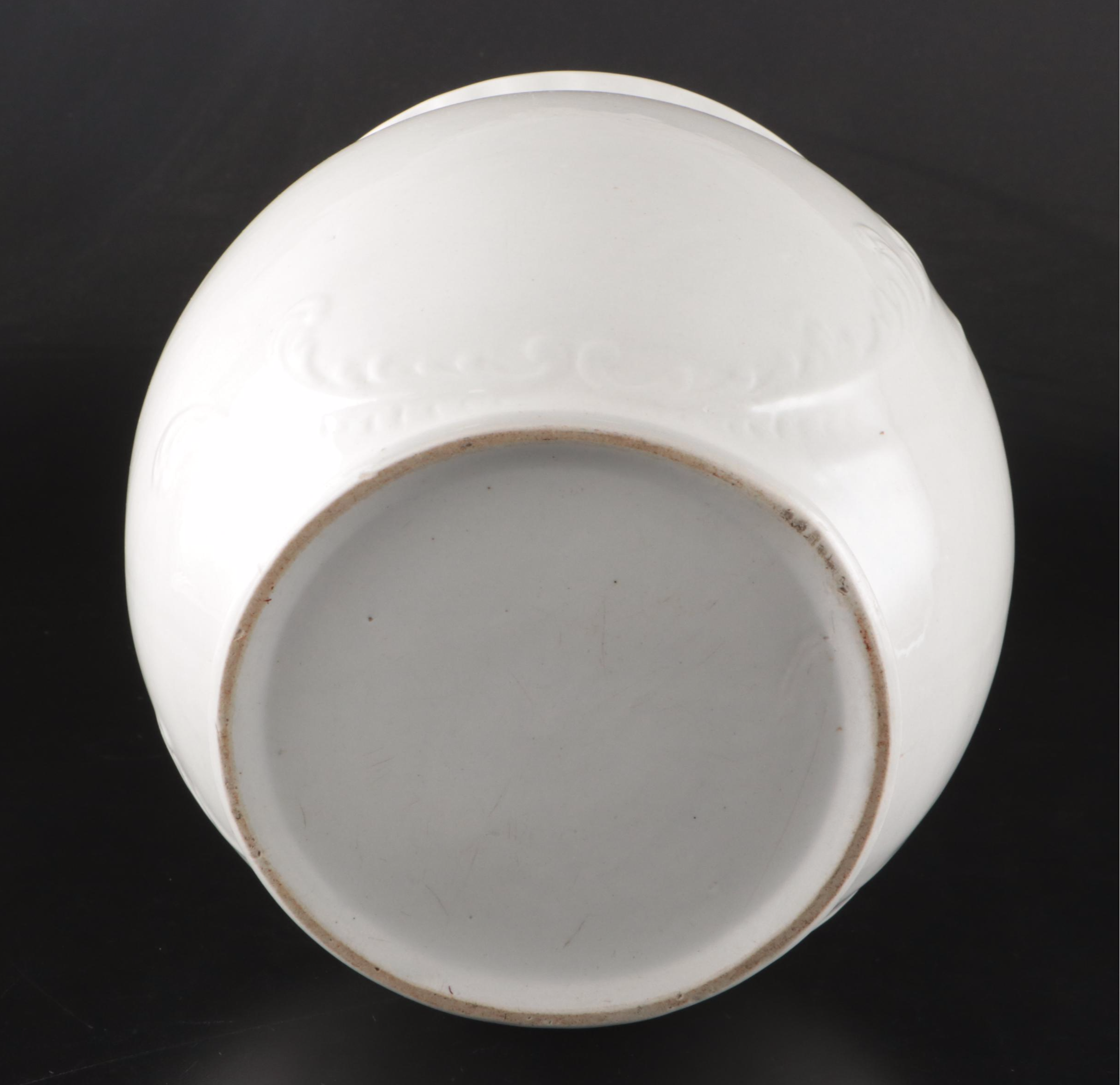 Wood Handled Ironstone Chamber Pot with Porcelain Vase