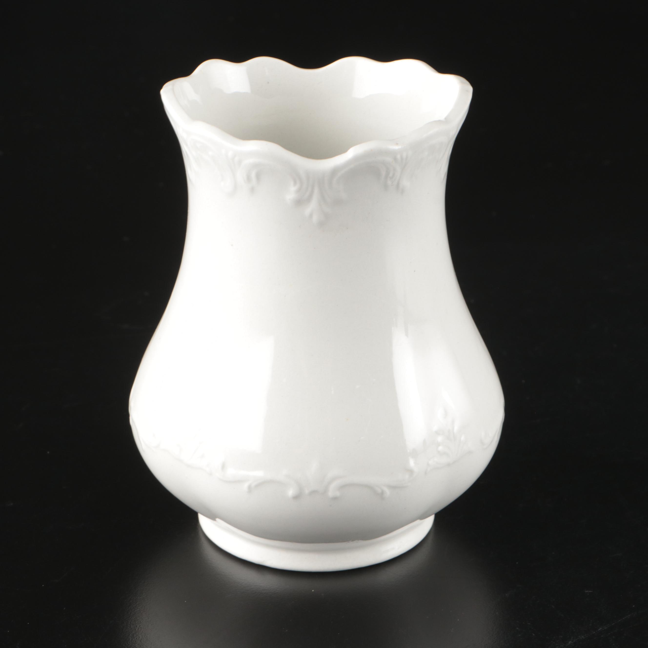 Wood Handled Ironstone Chamber Pot with Porcelain Vase