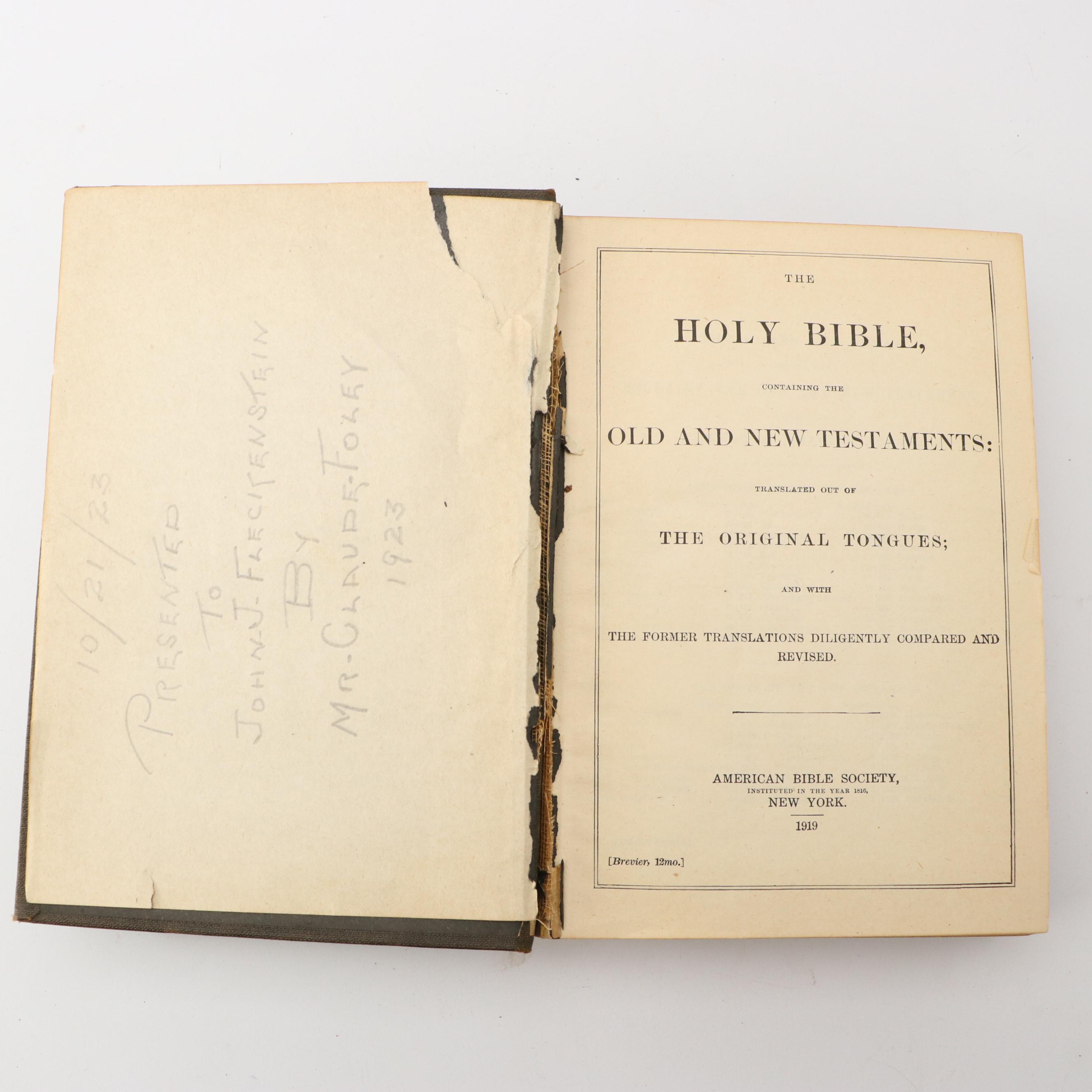 "The Holy Bible" and More Bibles, Late 19th to Mid-20th Century