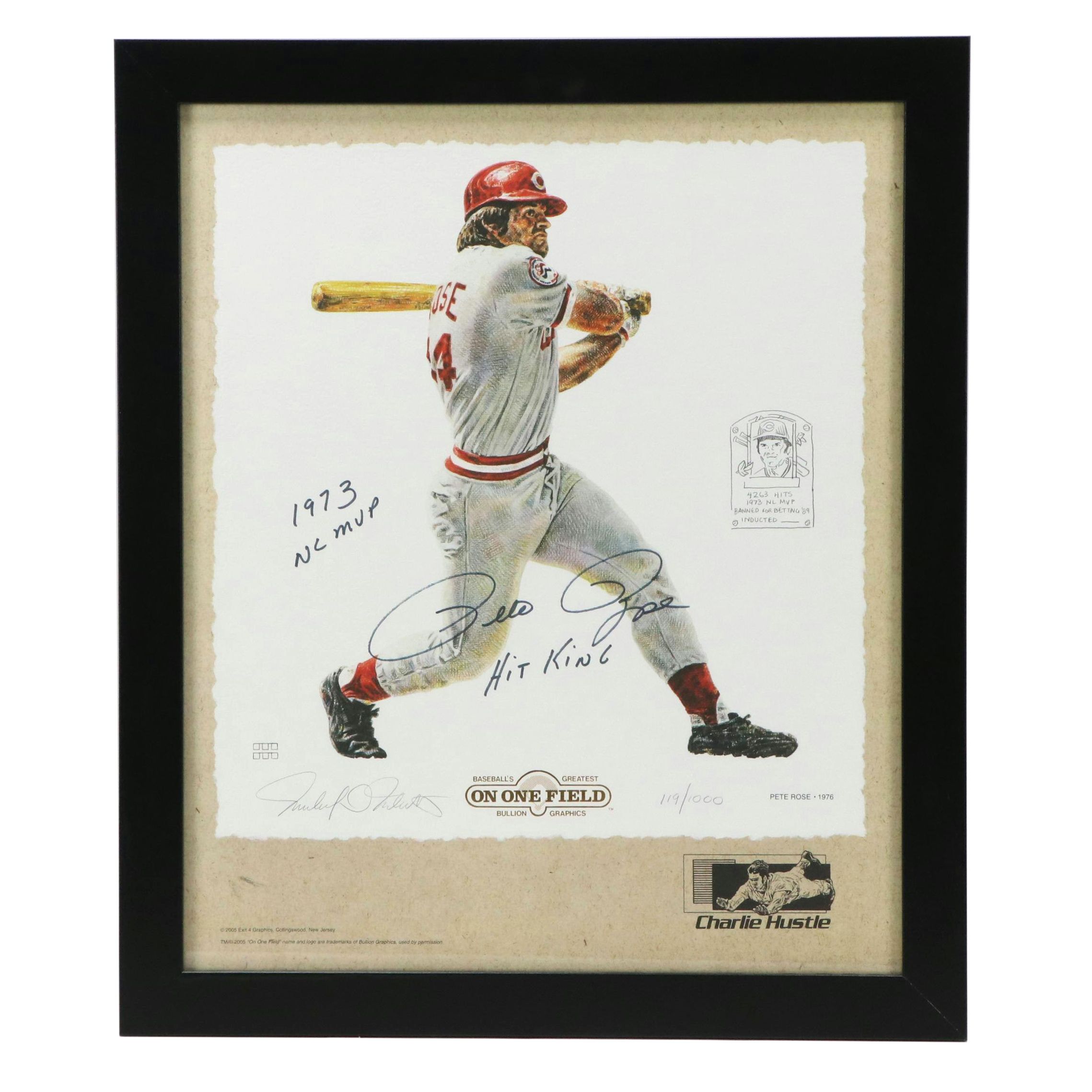 Pete Rose and Michael Mellett Signed Limited Edition Cincinnati Reds Print