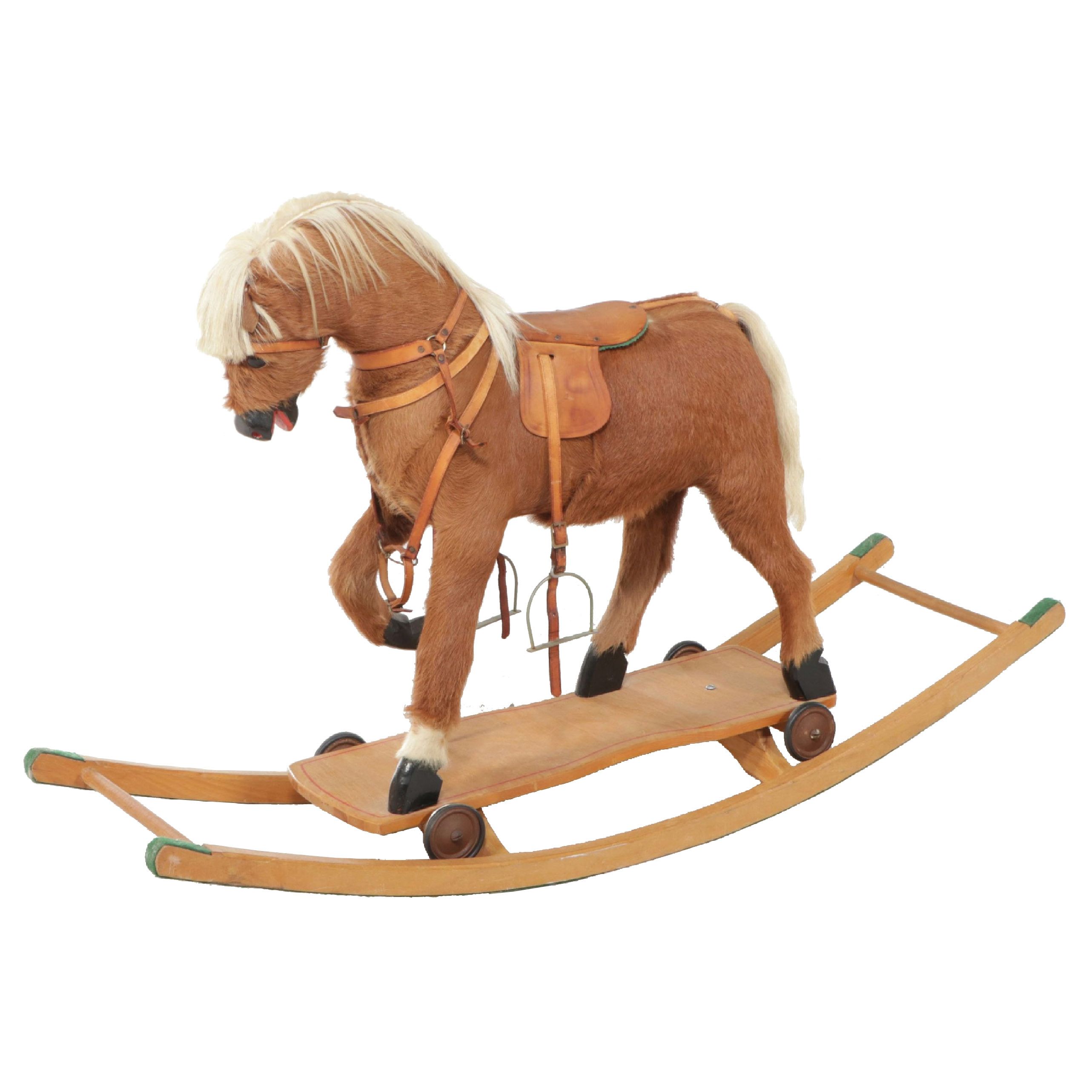 Victorian Style Rocking Horse Pull Toy, 20th Century