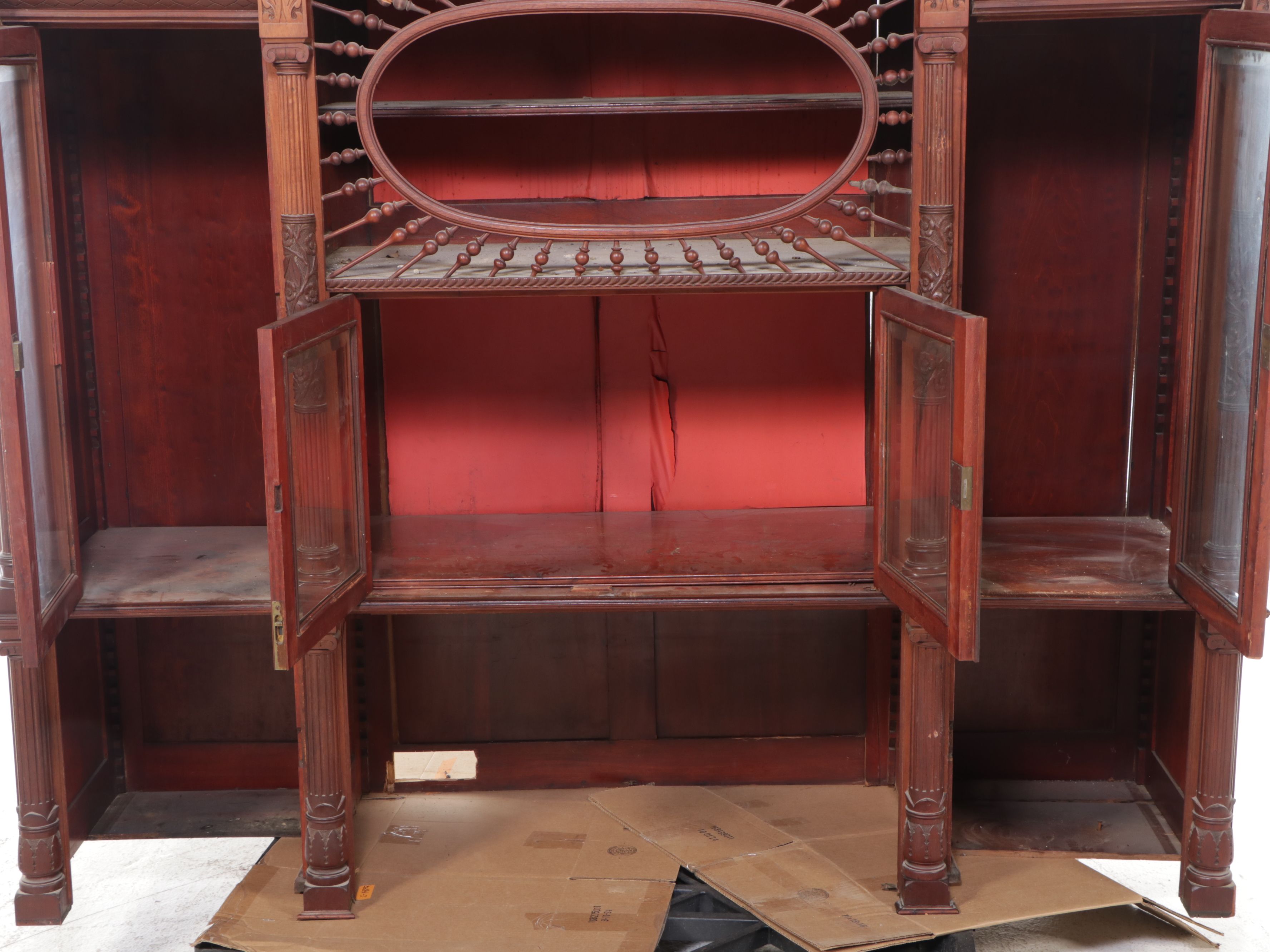 Victorian Aesthetic Movement Style Carved Wood Cabinet, Late 19th Century