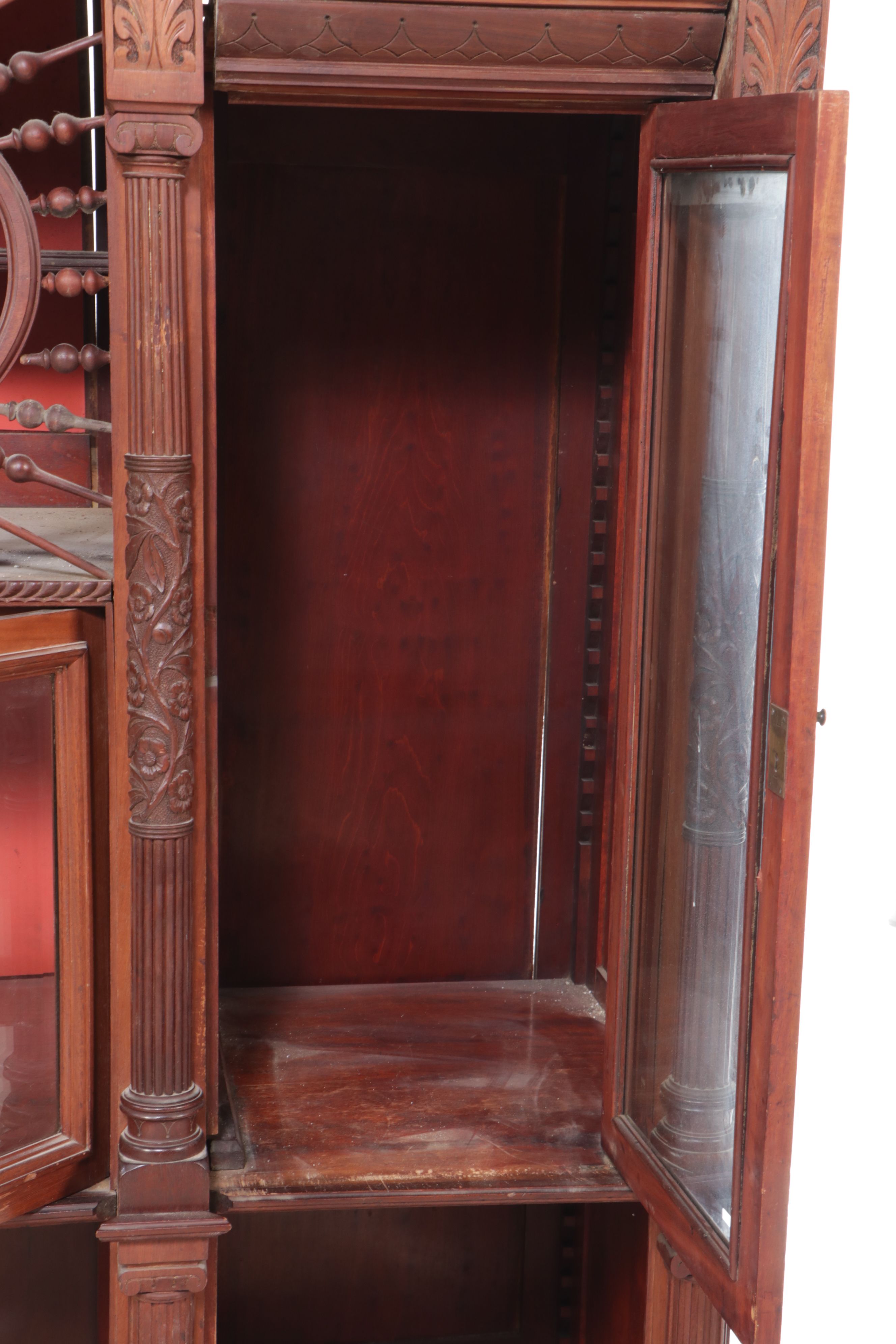 Victorian Aesthetic Movement Style Carved Wood Cabinet, Late 19th Century