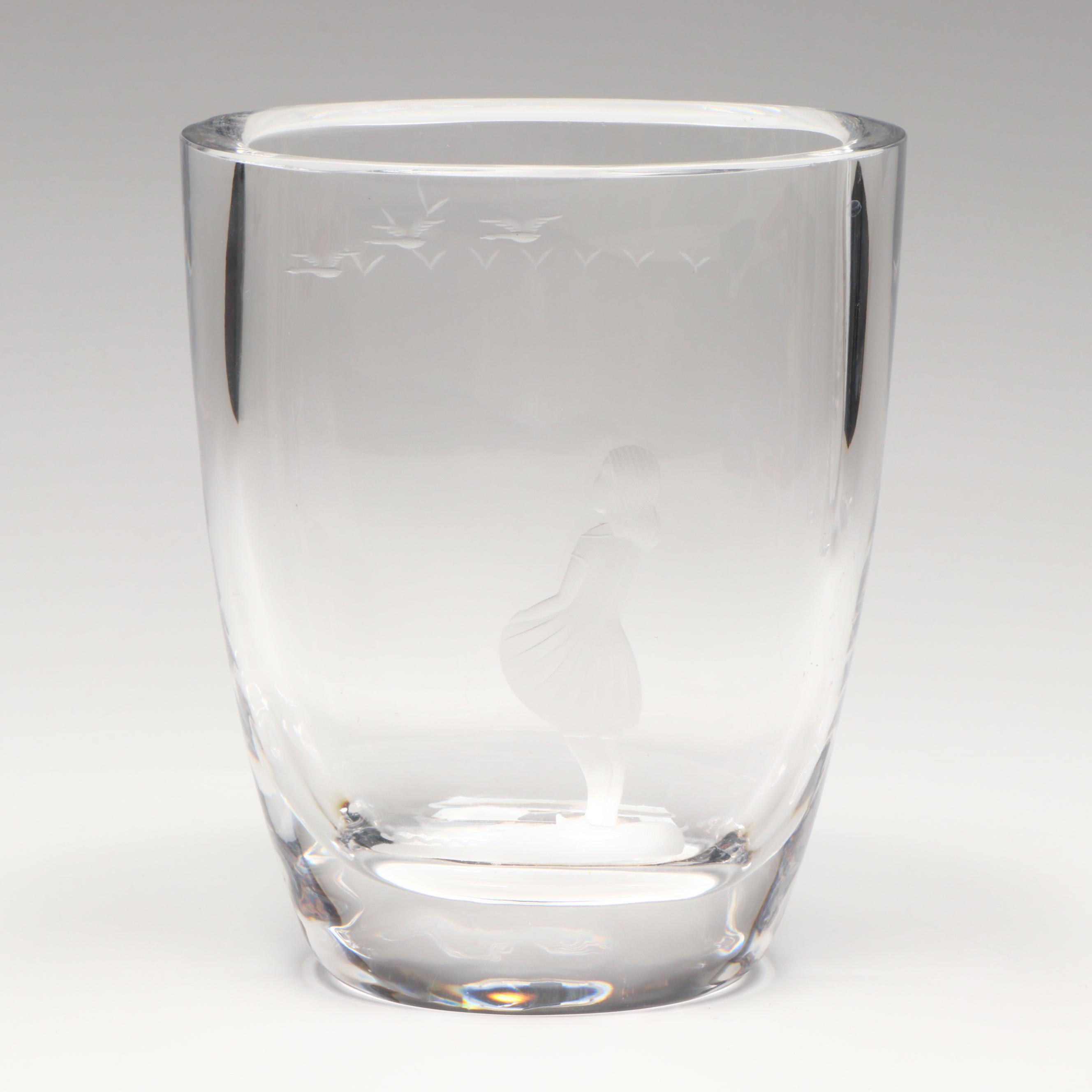 Orrefors Handmade Crystal Vases with Bohemian Style Stained Glass Gilt Vase