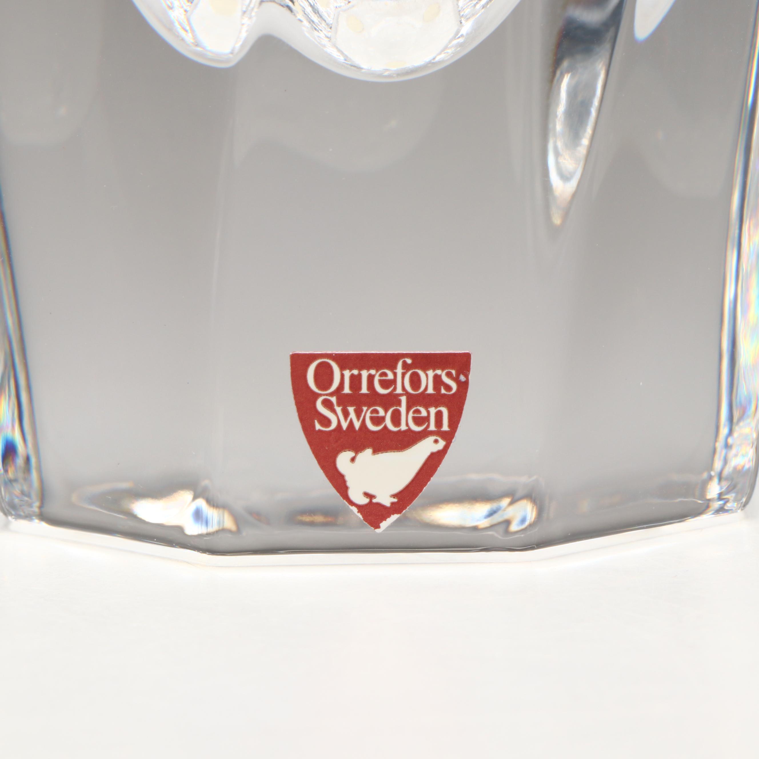 Orrefors Handmade Crystal Vases with Bohemian Style Stained Glass Gilt Vase