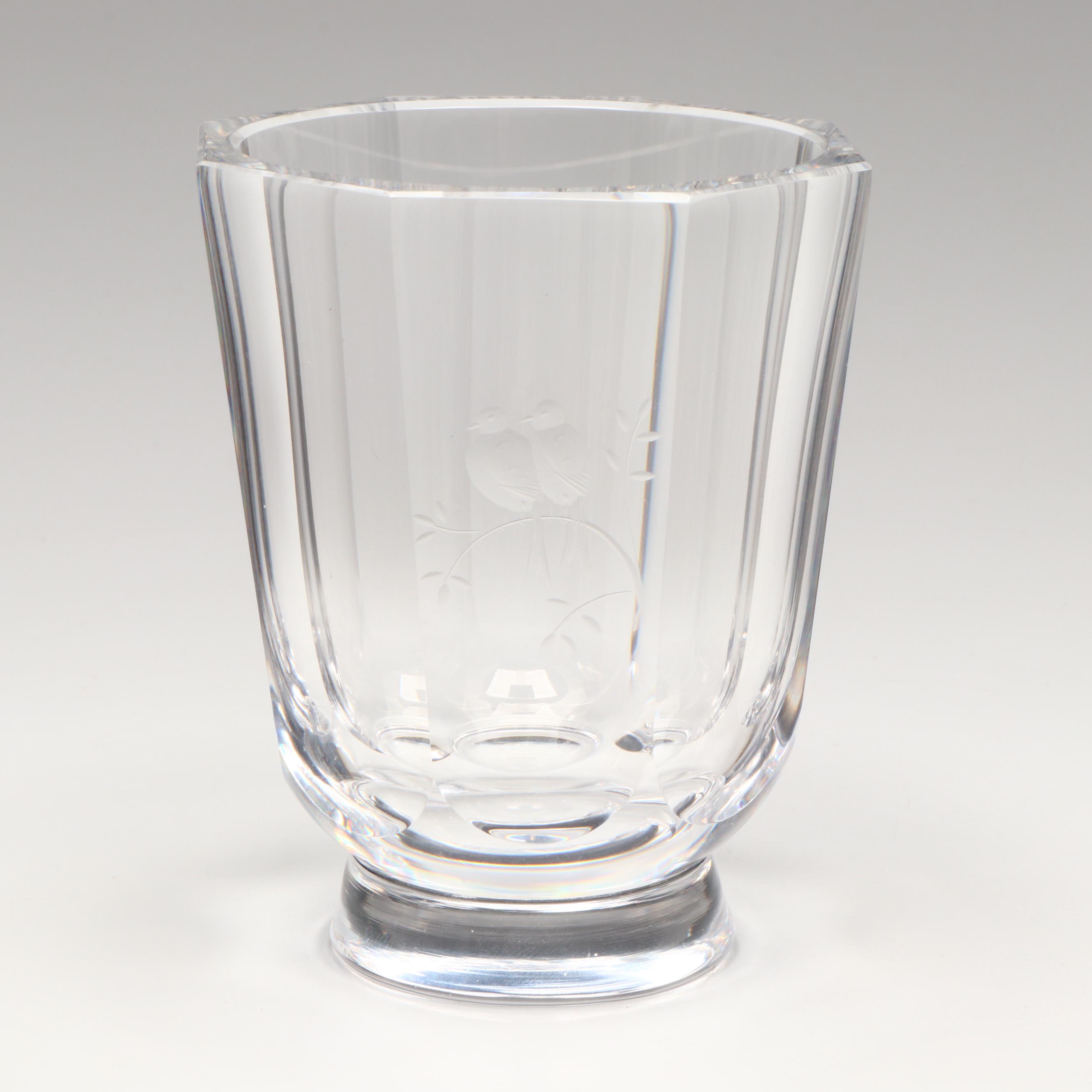 Orrefors Handmade Crystal Vases with Bohemian Style Stained Glass Gilt Vase