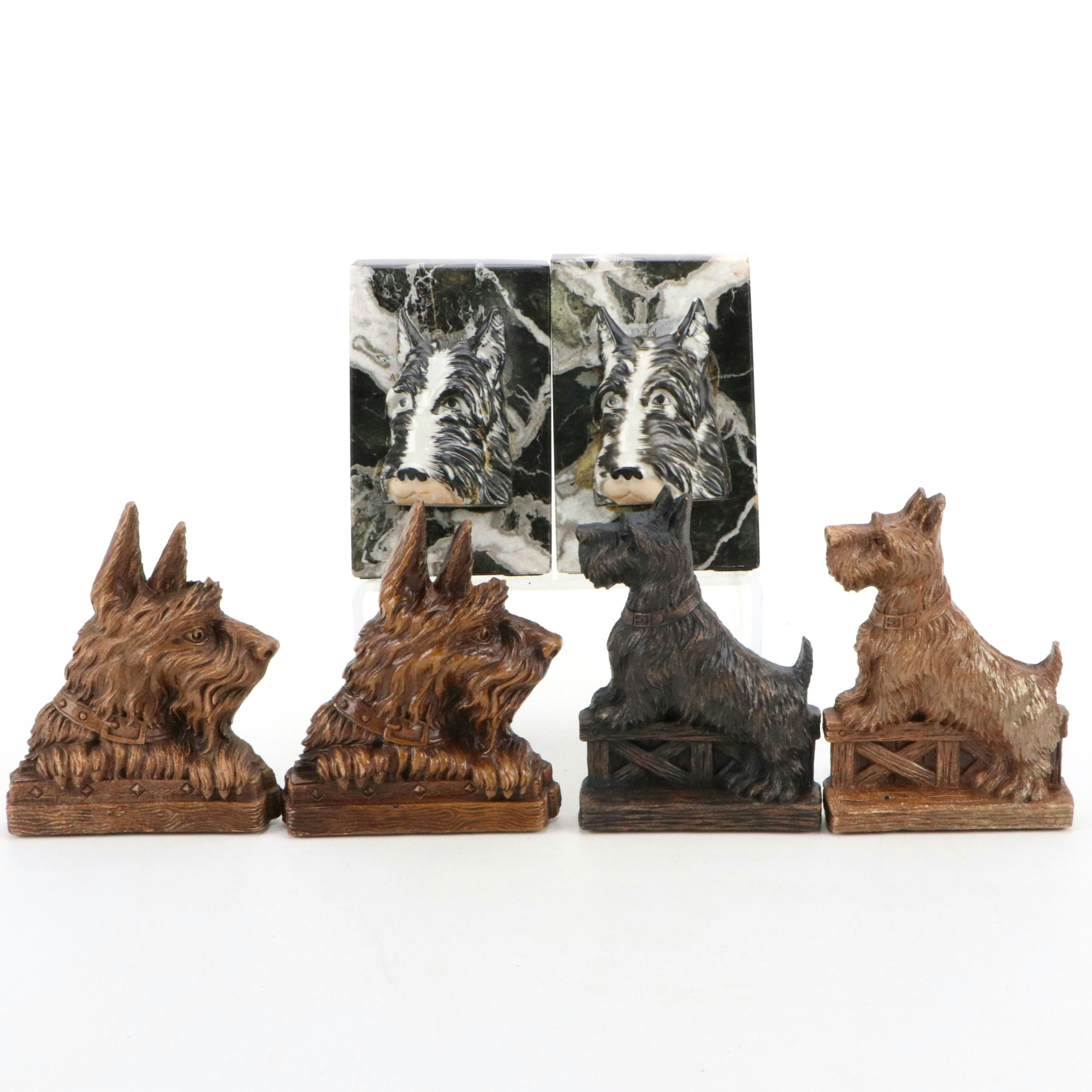 Collection of Scottish Terrier Dog Bookends, Mid to Late 20th C.