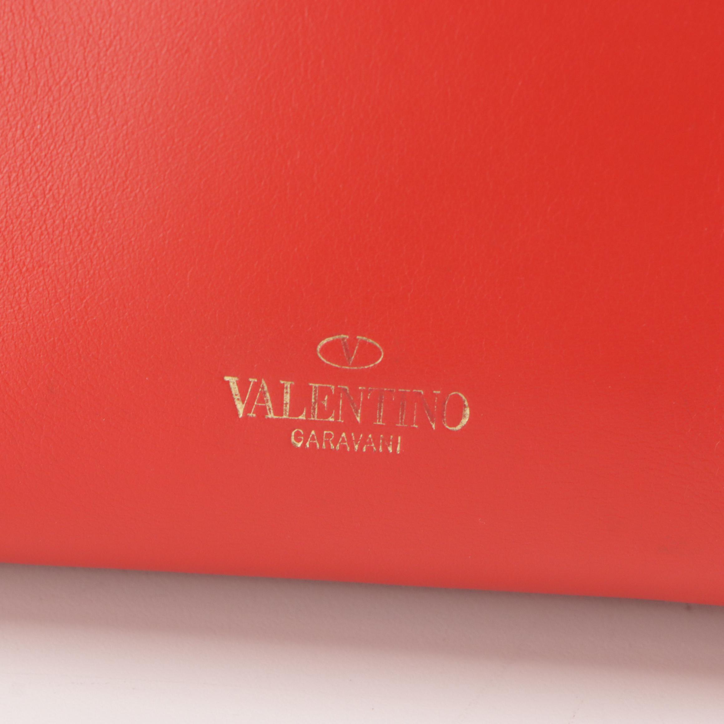 Valentino Garavani Rockstud Two-Way Tote in Red Calfskin Leather