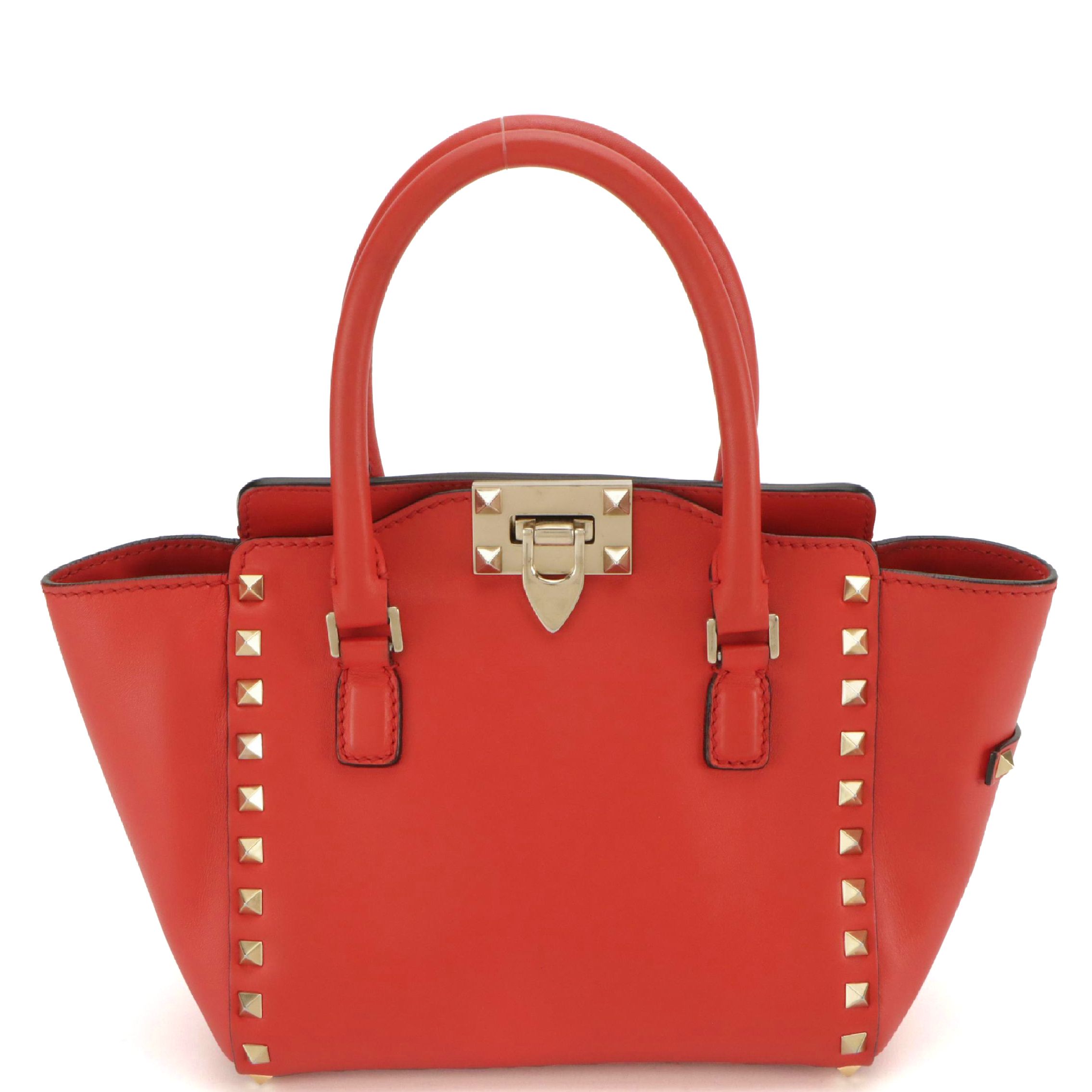 Valentino Garavani Rockstud Two-Way Tote in Red Calfskin Leather