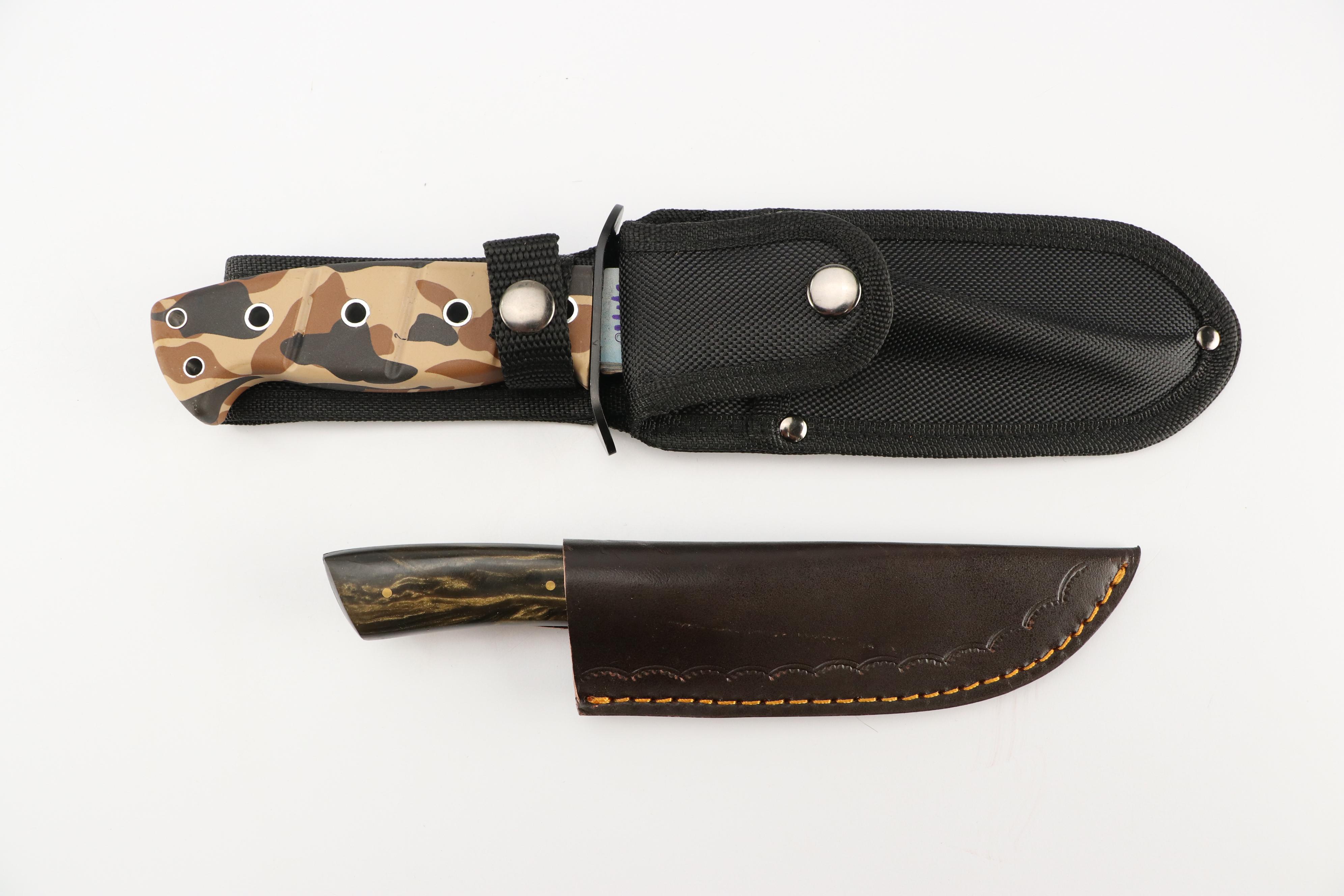 Damascus Steel Hunting Knife with Other Fixed Blade Knife