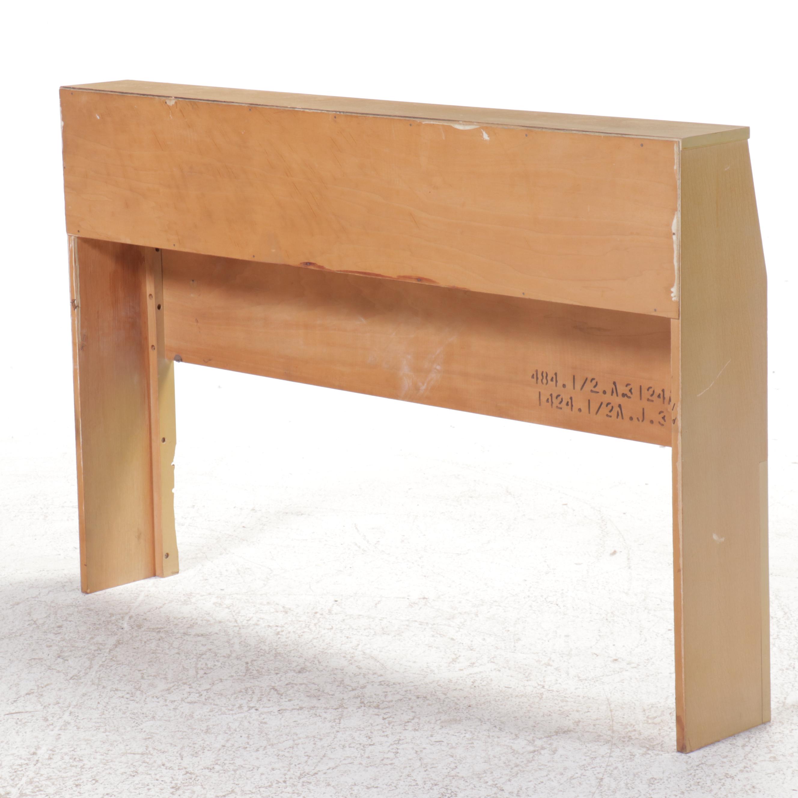 Mid Century Modern Oak Full Size Headboard and Two Nightstands