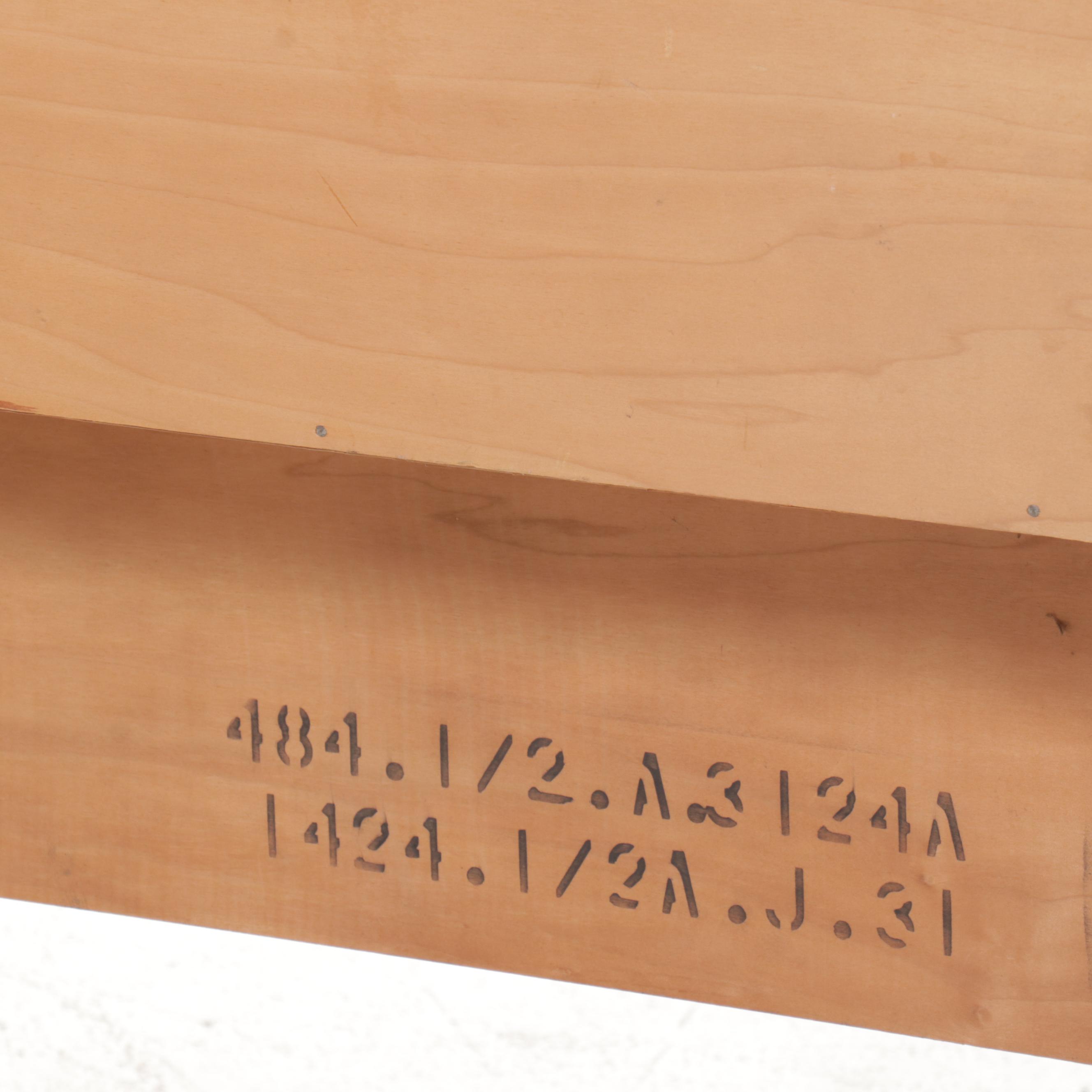 Mid Century Modern Oak Full Size Headboard and Two Nightstands