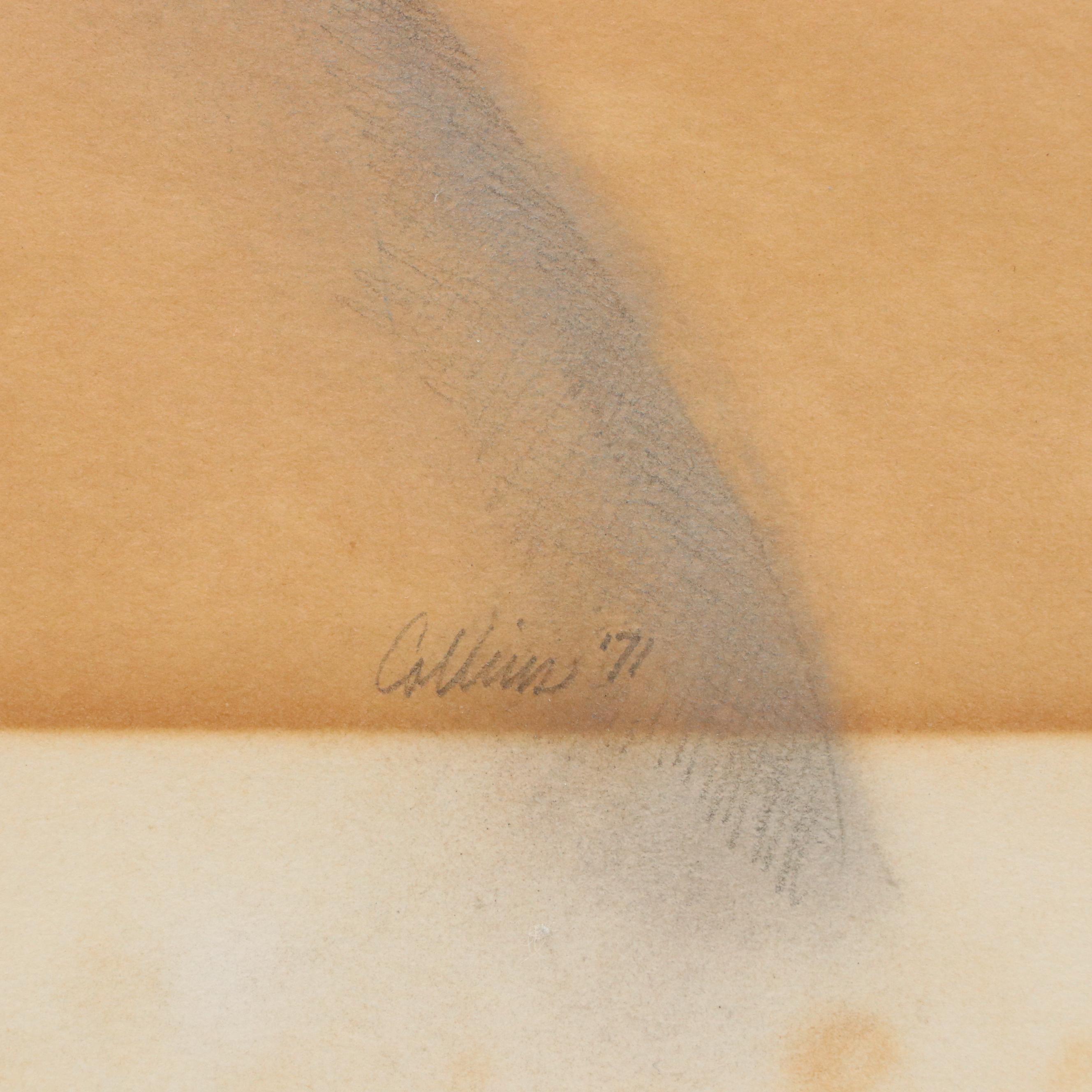 Surrealist Side Profile Portrait Graphite Drawing, 1971