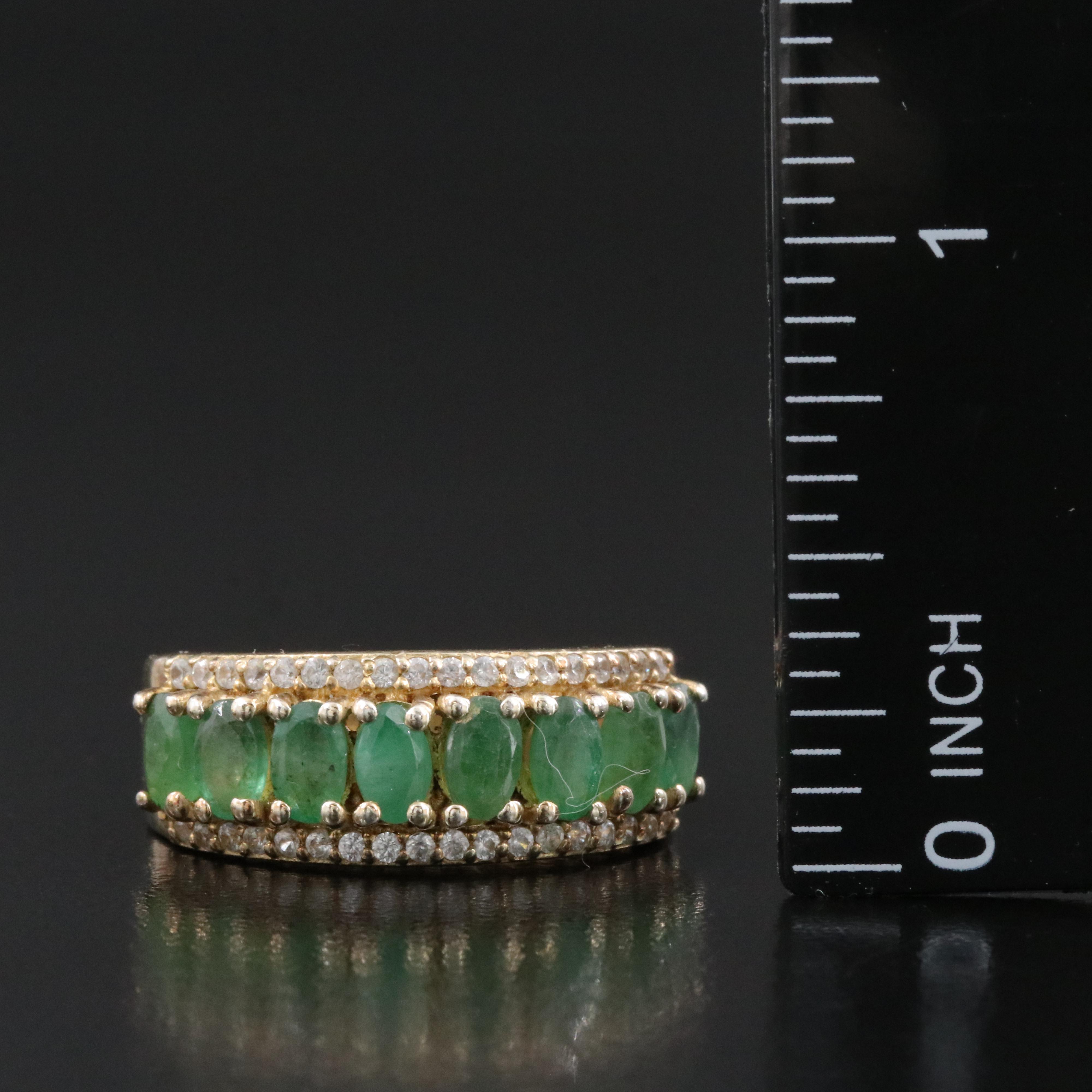 Sterling Rings Featuring Emerald, Faux Emerald and White Zircon