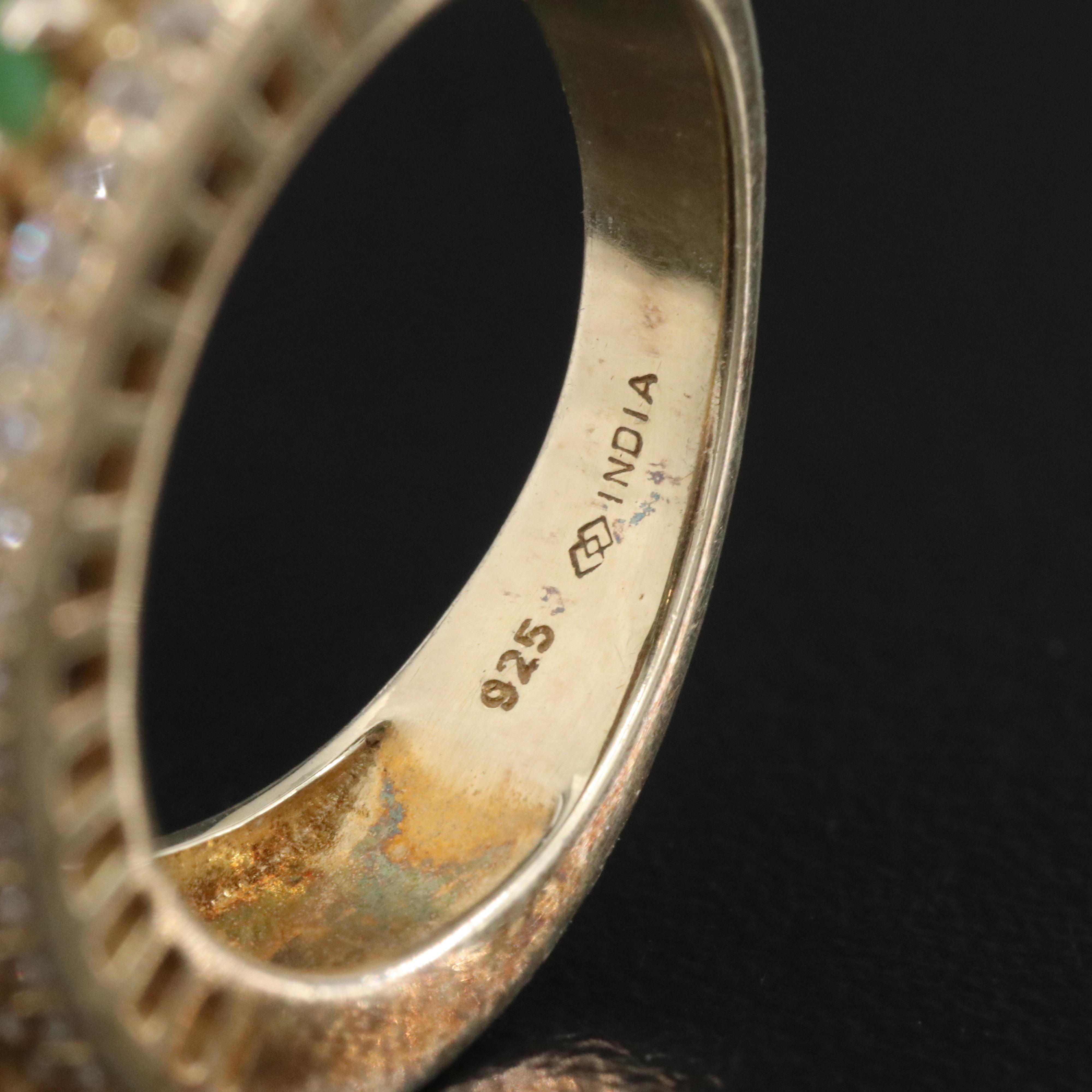 Sterling Rings Featuring Emerald, Faux Emerald and White Zircon