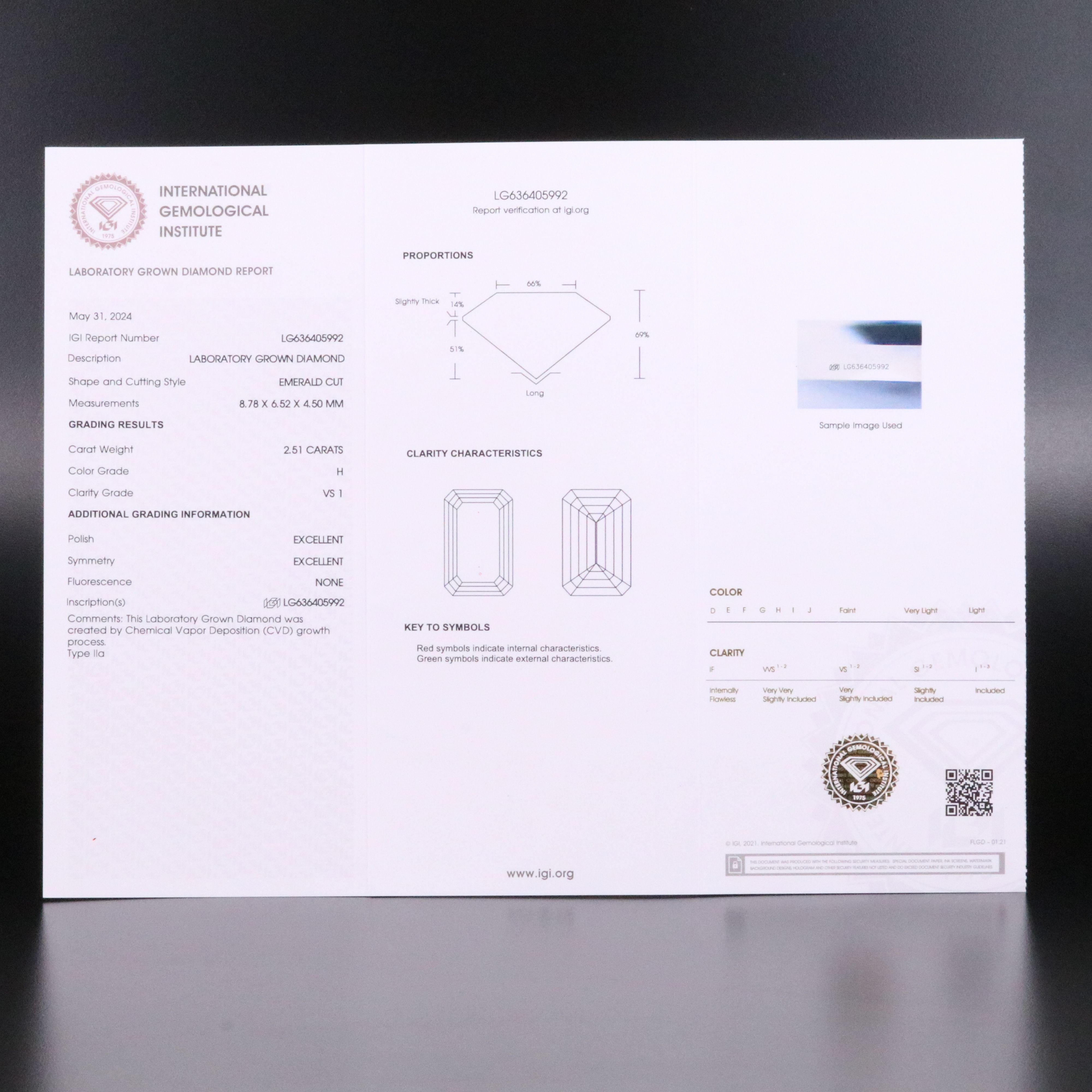 Loose 2.51 CT Lab Grown Diamond with IGI Report