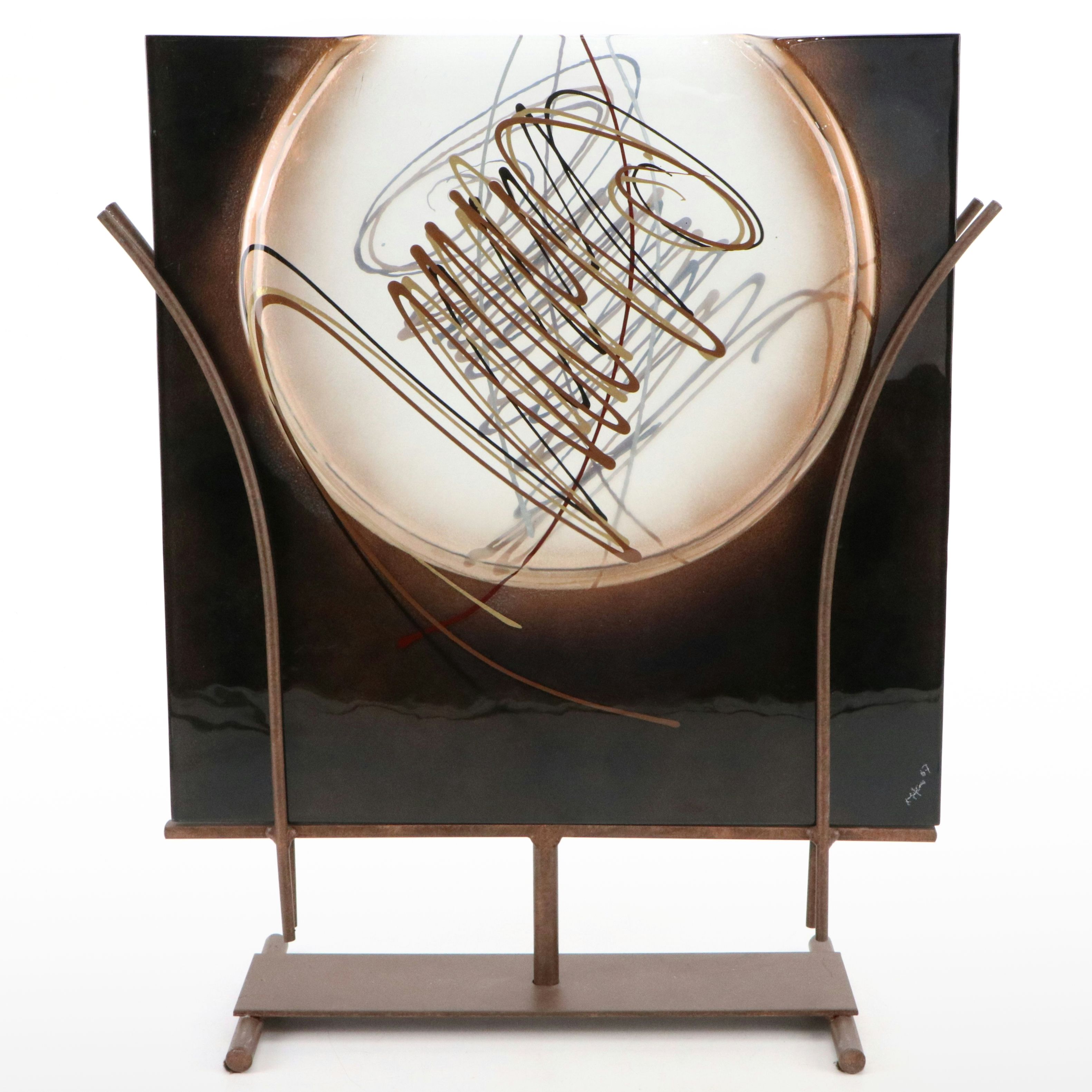 Abstract Art Glass Thin Panel Vase, 2007