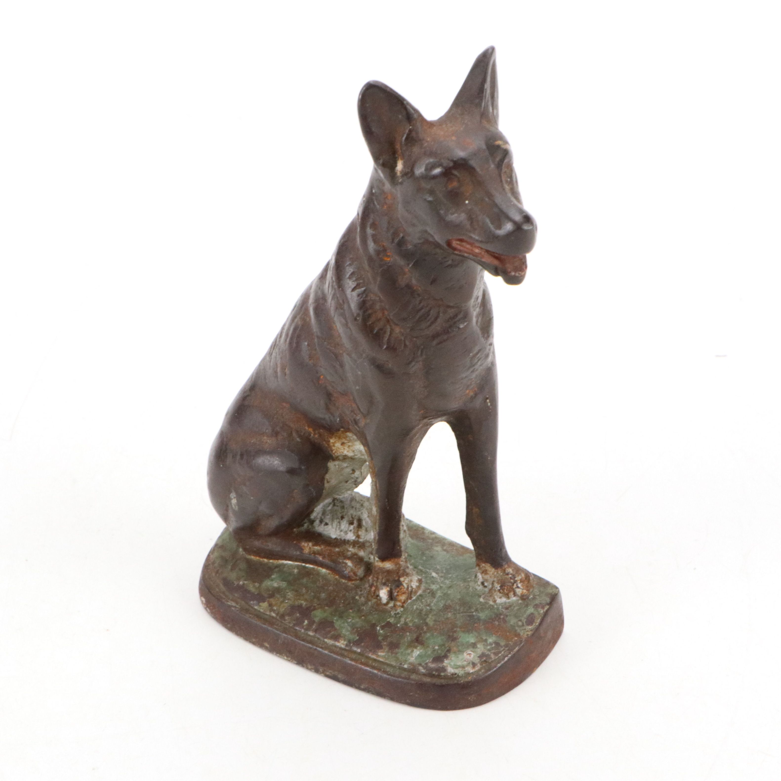 Art Deco Cast Metal Sheppard Dog Doorstop, Early 20th Century