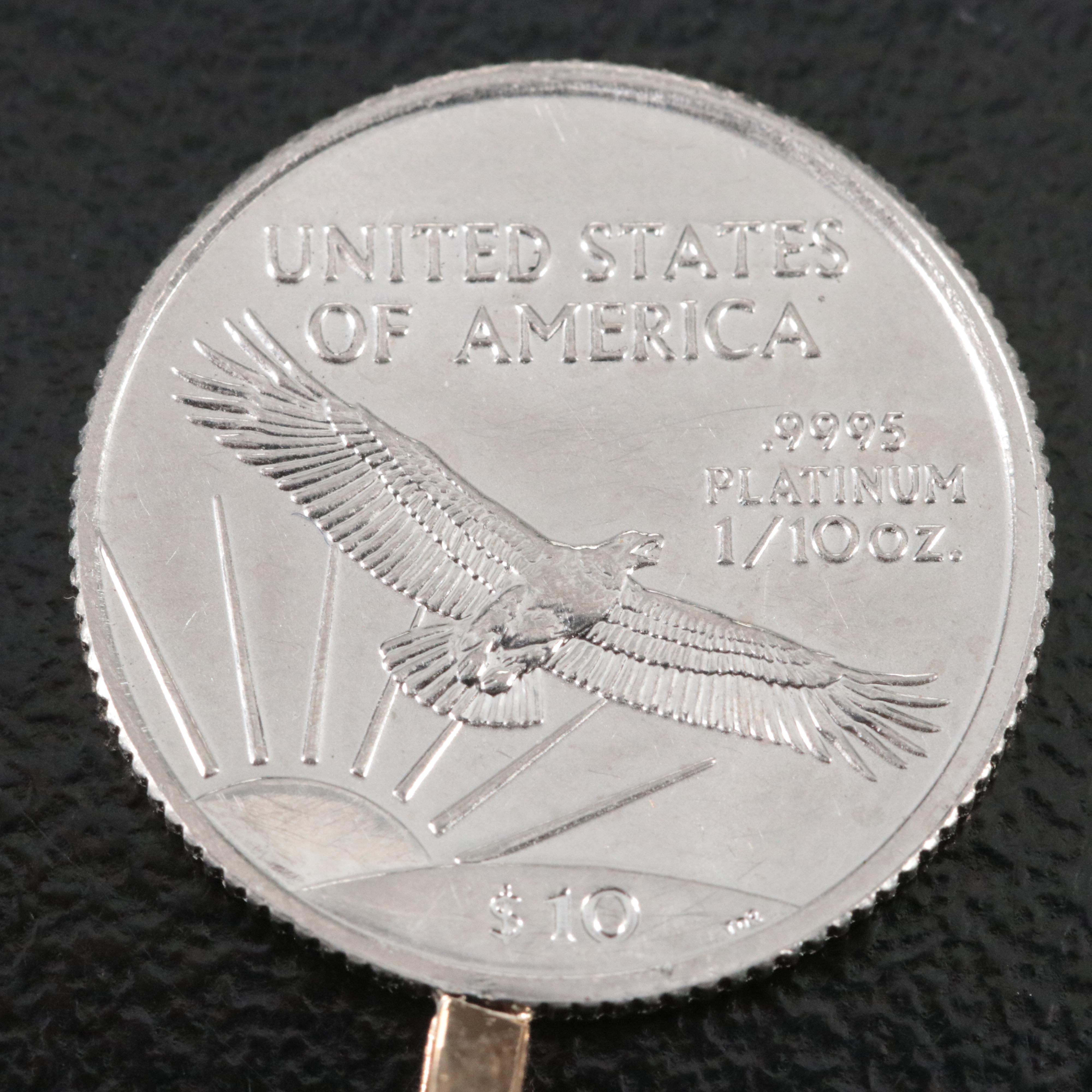 Platinum 1997 Inaugural issue $10 Statue of Liberty Coin with 14K Pendant