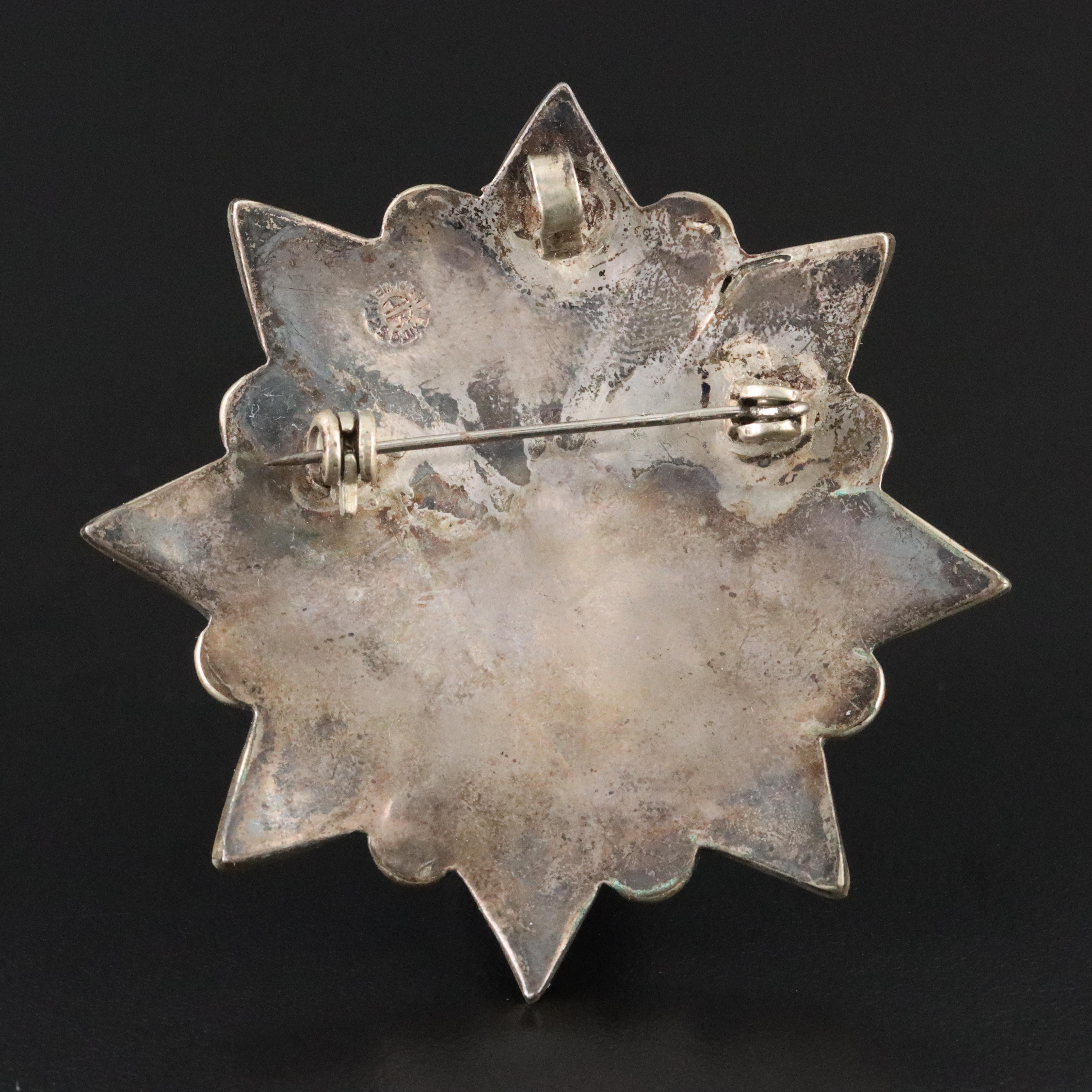 Mexican Sterling Abalone Inlay Converter Brooch