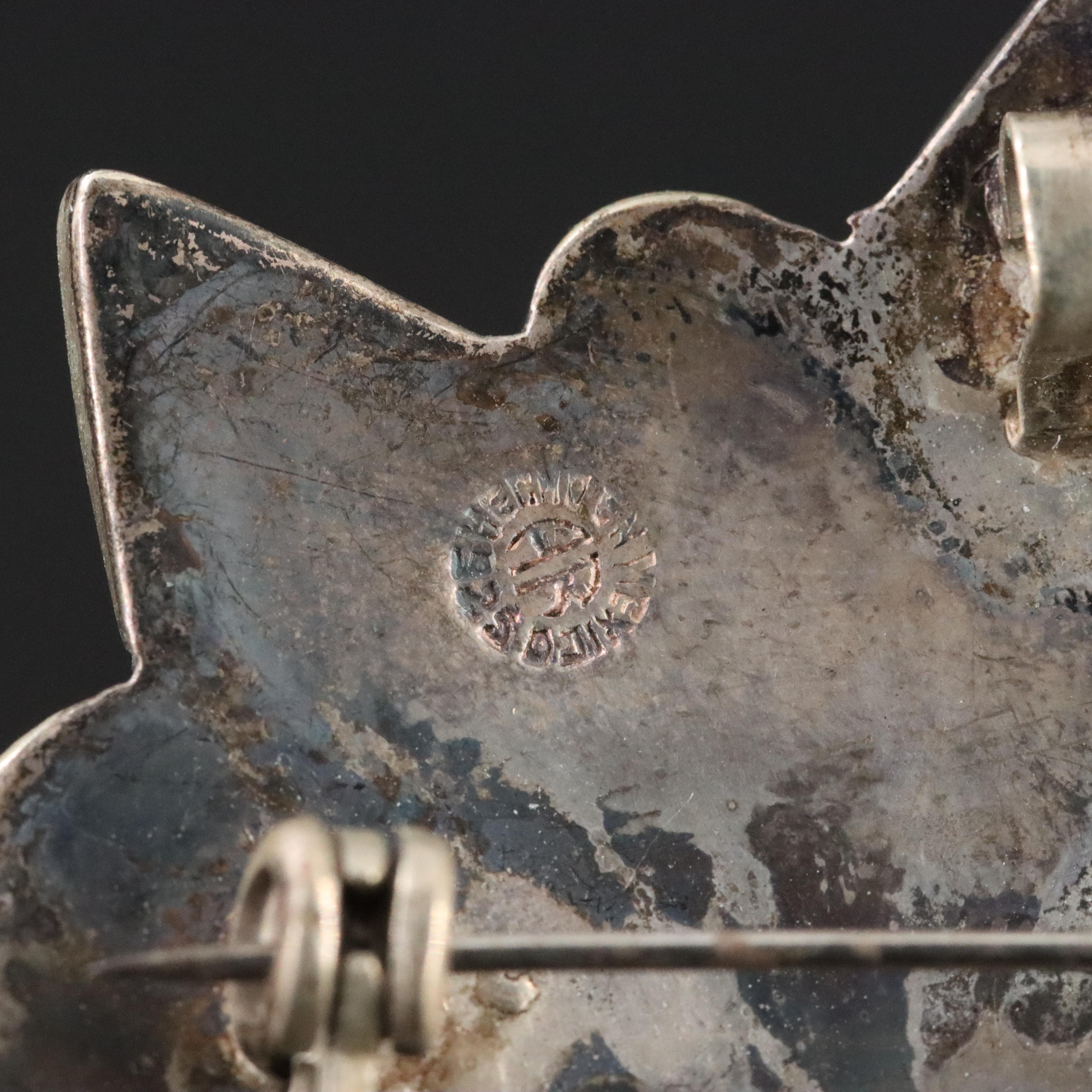 Mexican Sterling Abalone Inlay Converter Brooch