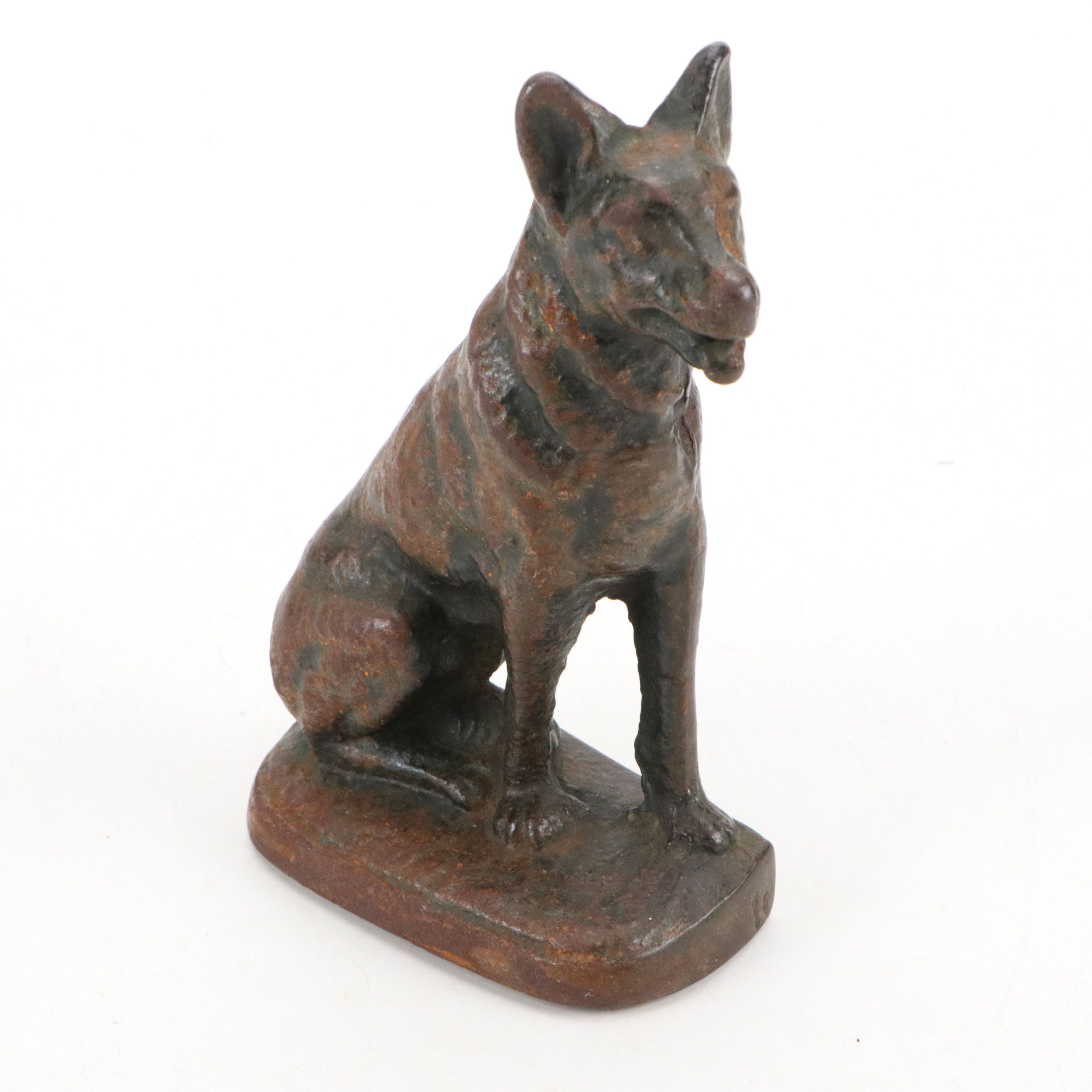 Art Deco Style Cast Metal German Sheppard Doorstop, Early 20th Century